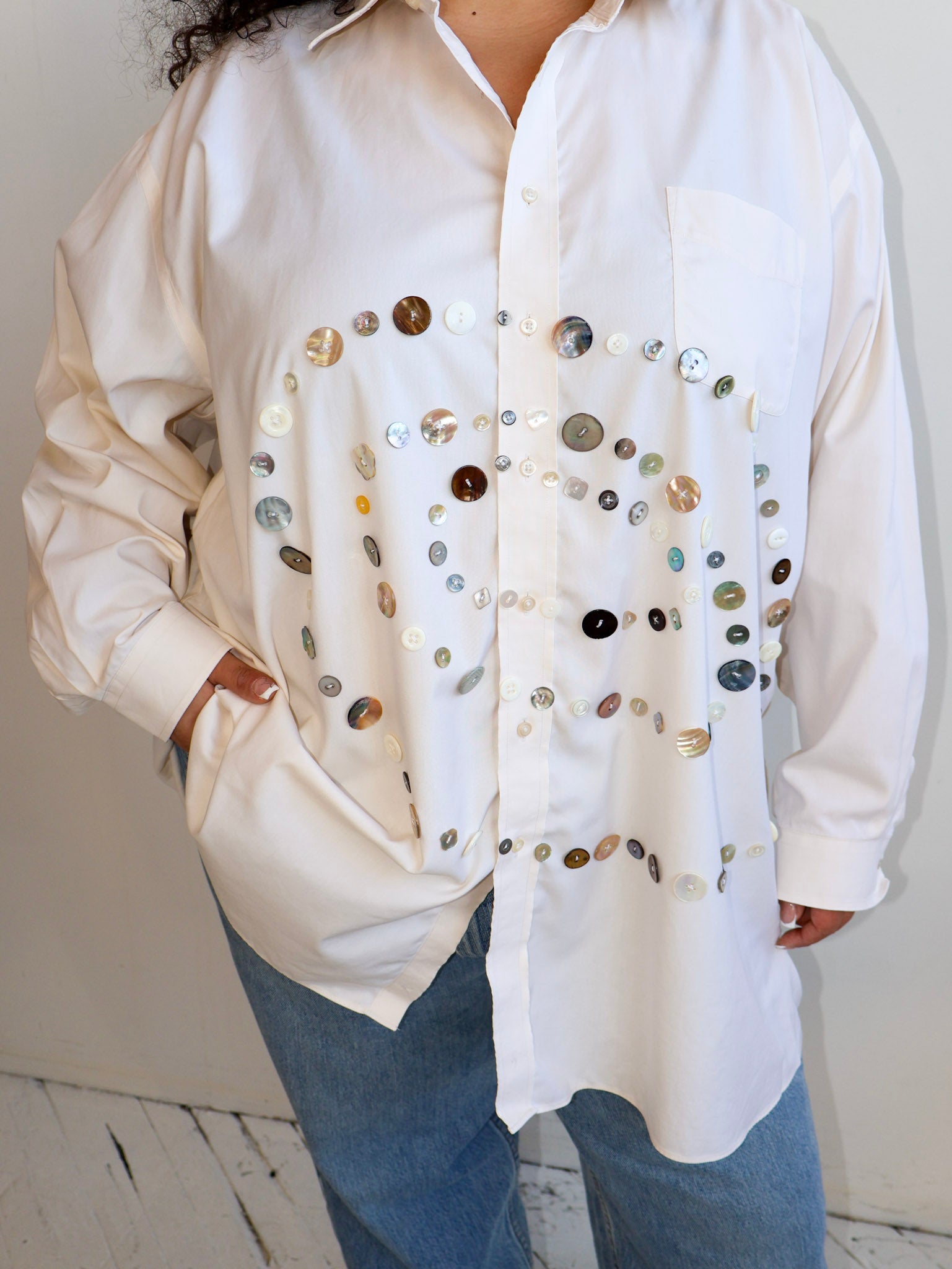 Maya x BRZ - Off White Spiral Shirt (3X/4X)