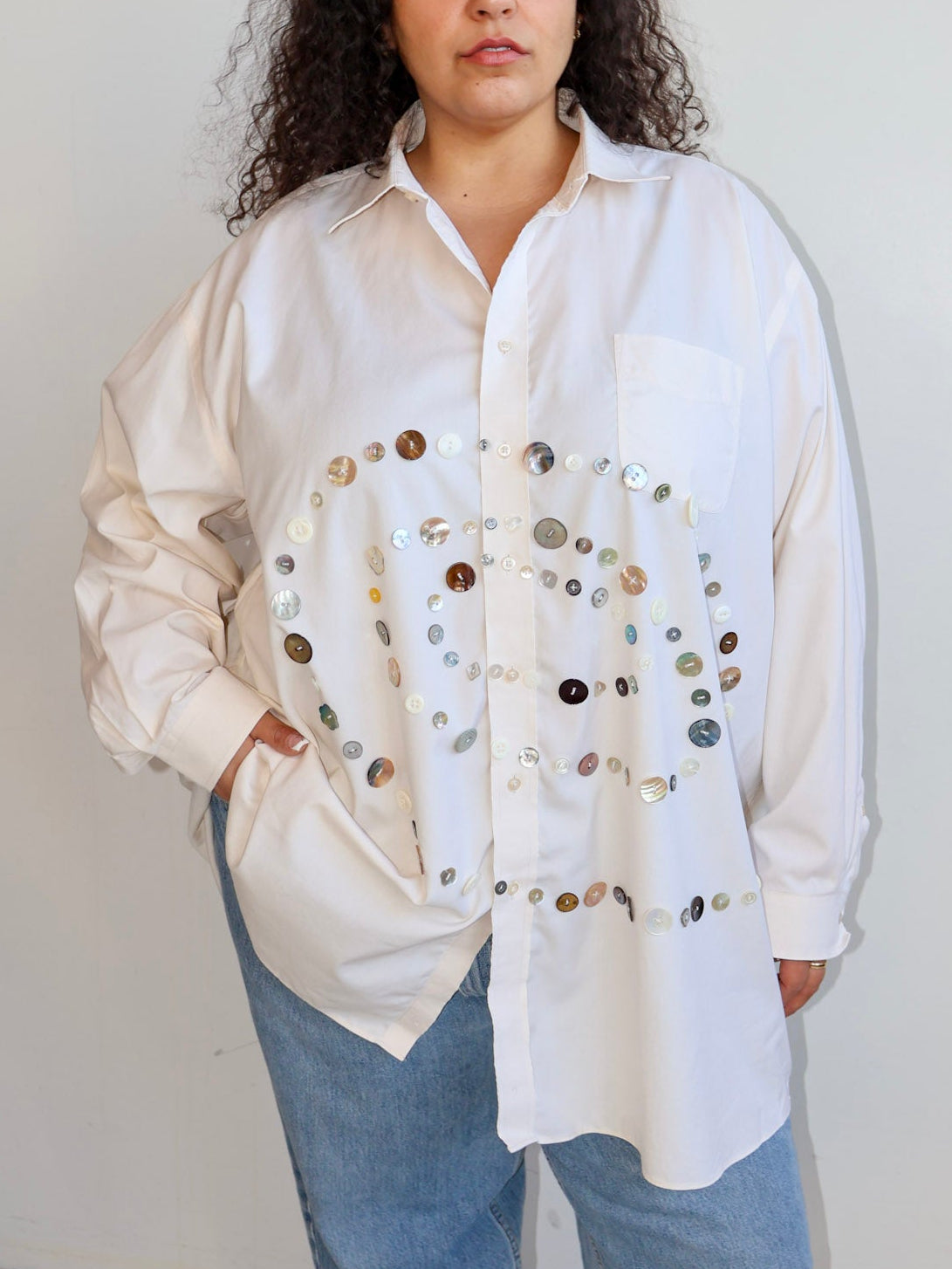 Maya x BRZ - Off White Spiral Shirt (3X/4X)