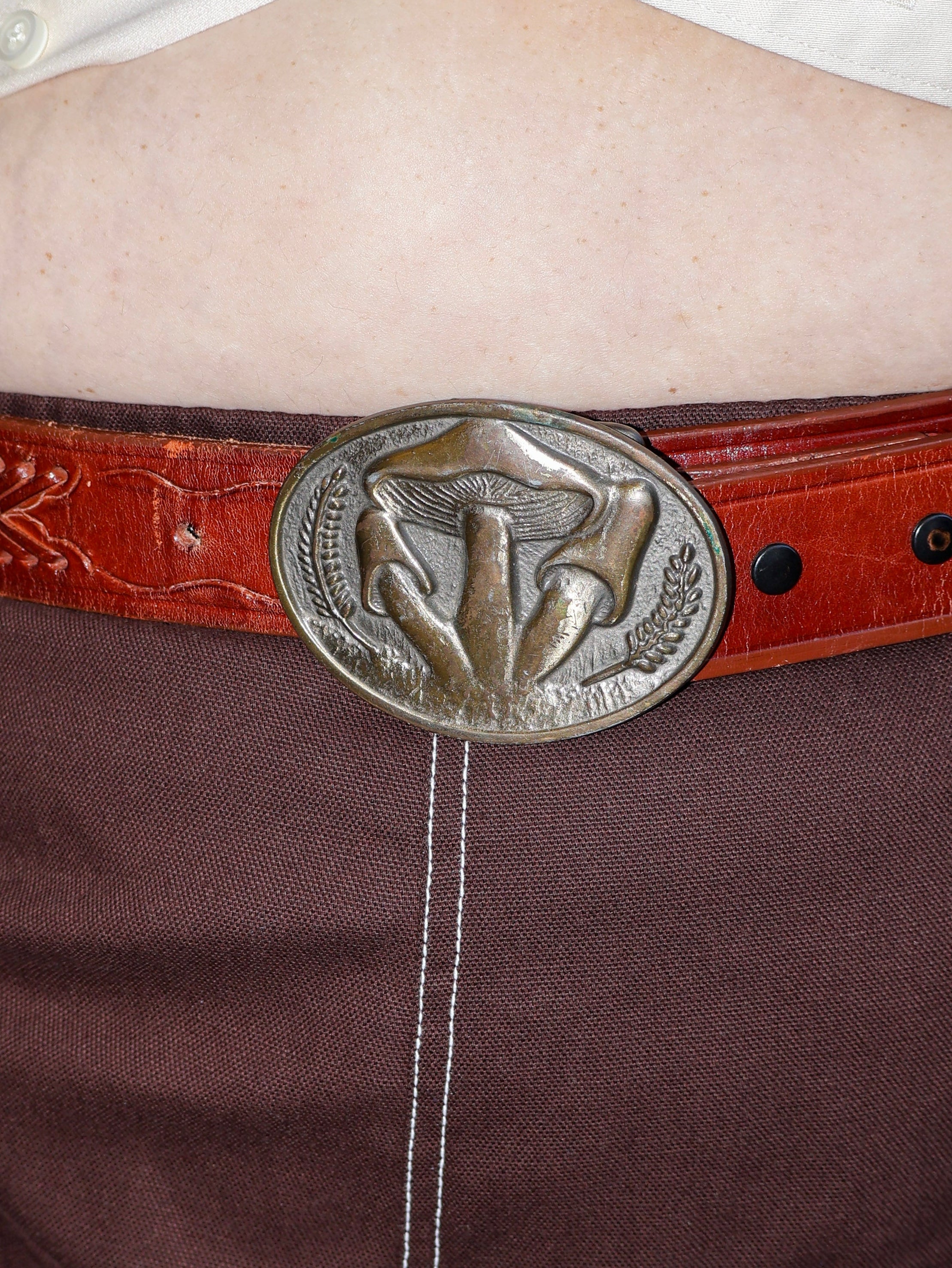 Lazy Sundays Home - Leather Mushroom Belt (48-55”)