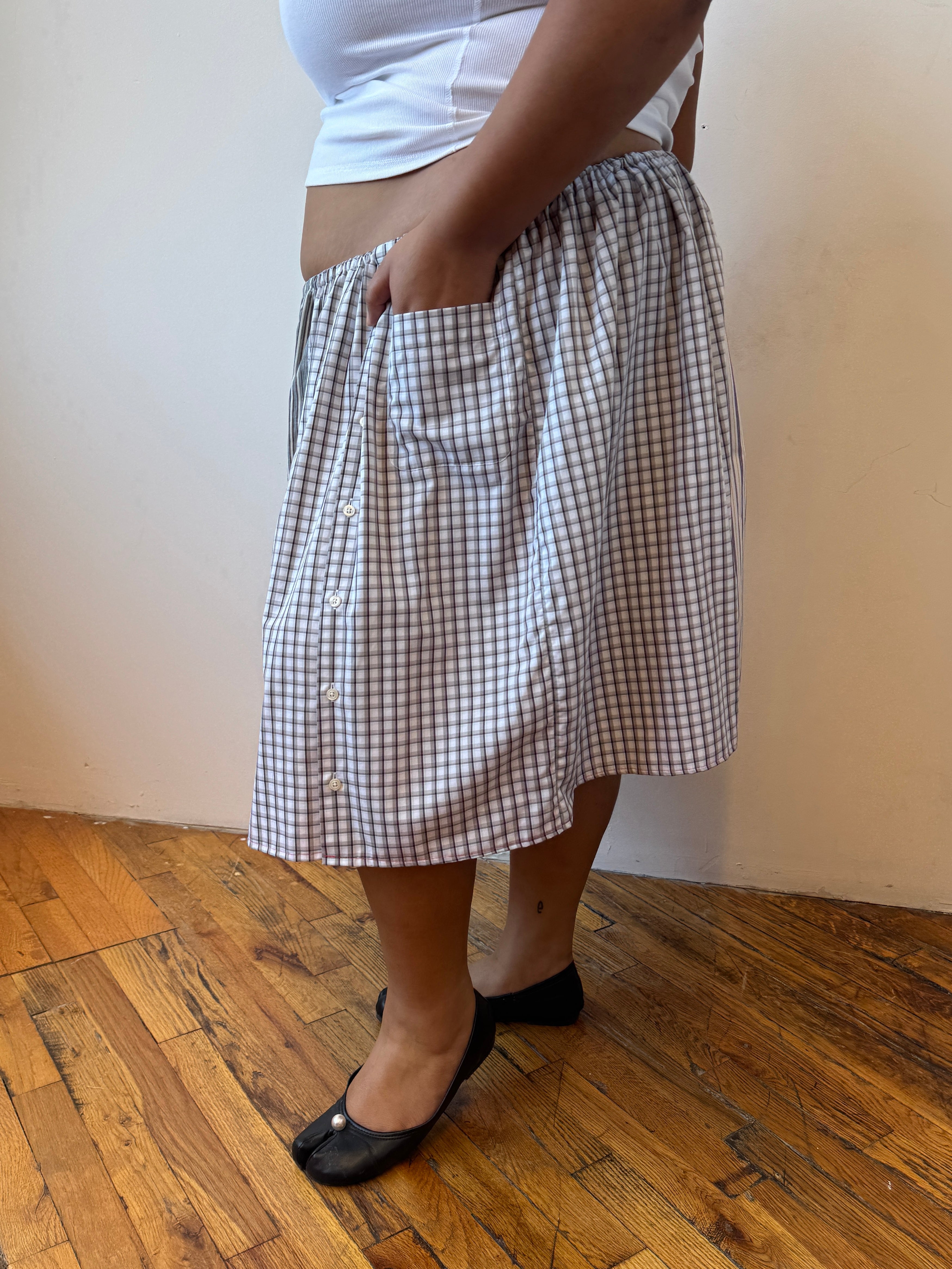 Cassie’s Shop - Grey Scale Button Down Skirt (1X-5X)