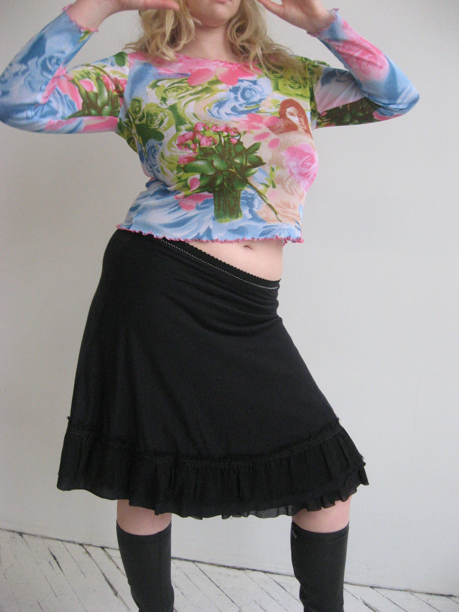 Italian Vintage - Black Midi Skirt (L-XL)