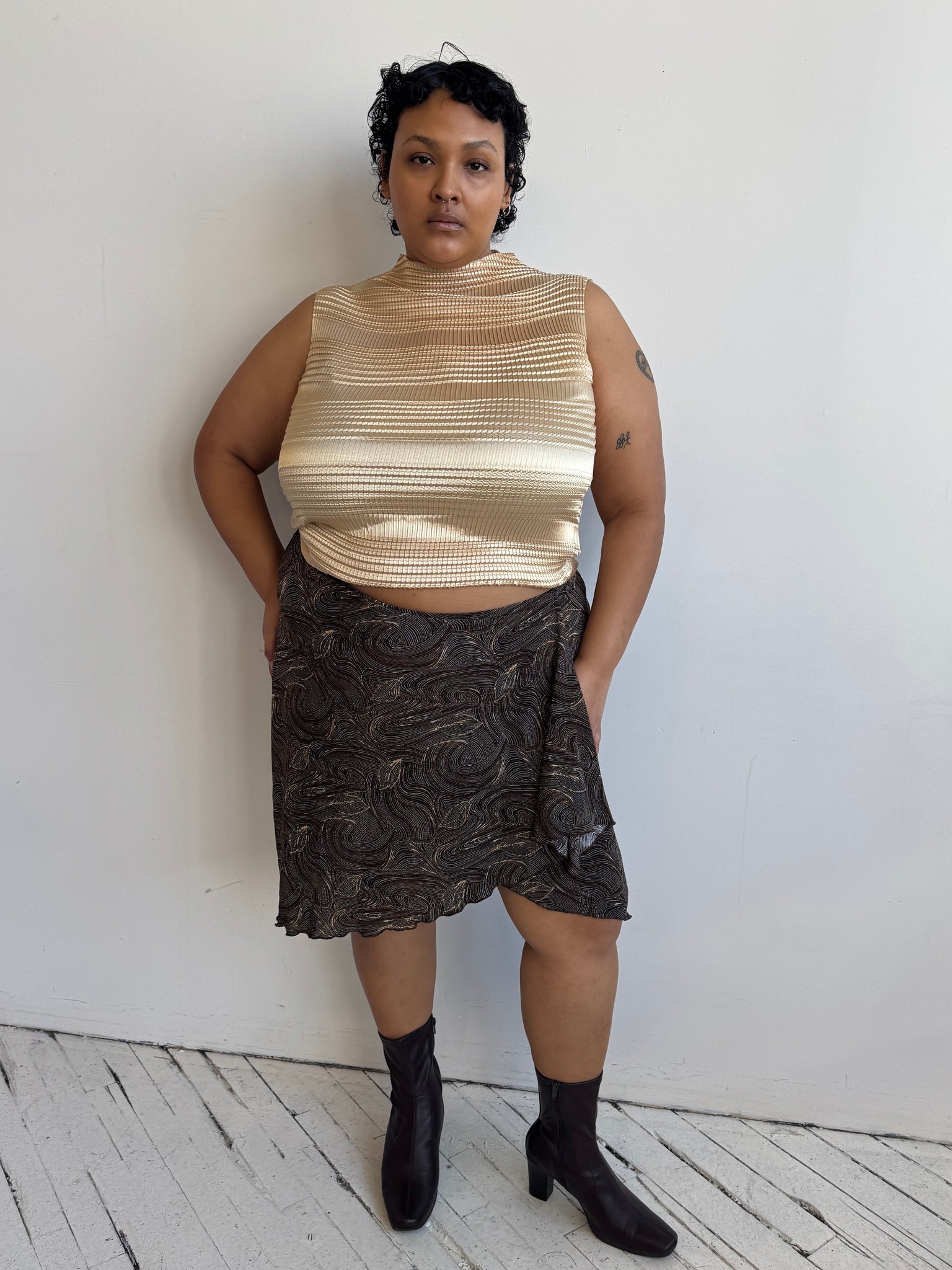 Vintage - Brown and Gold Metallic Skirt (1X/2X)