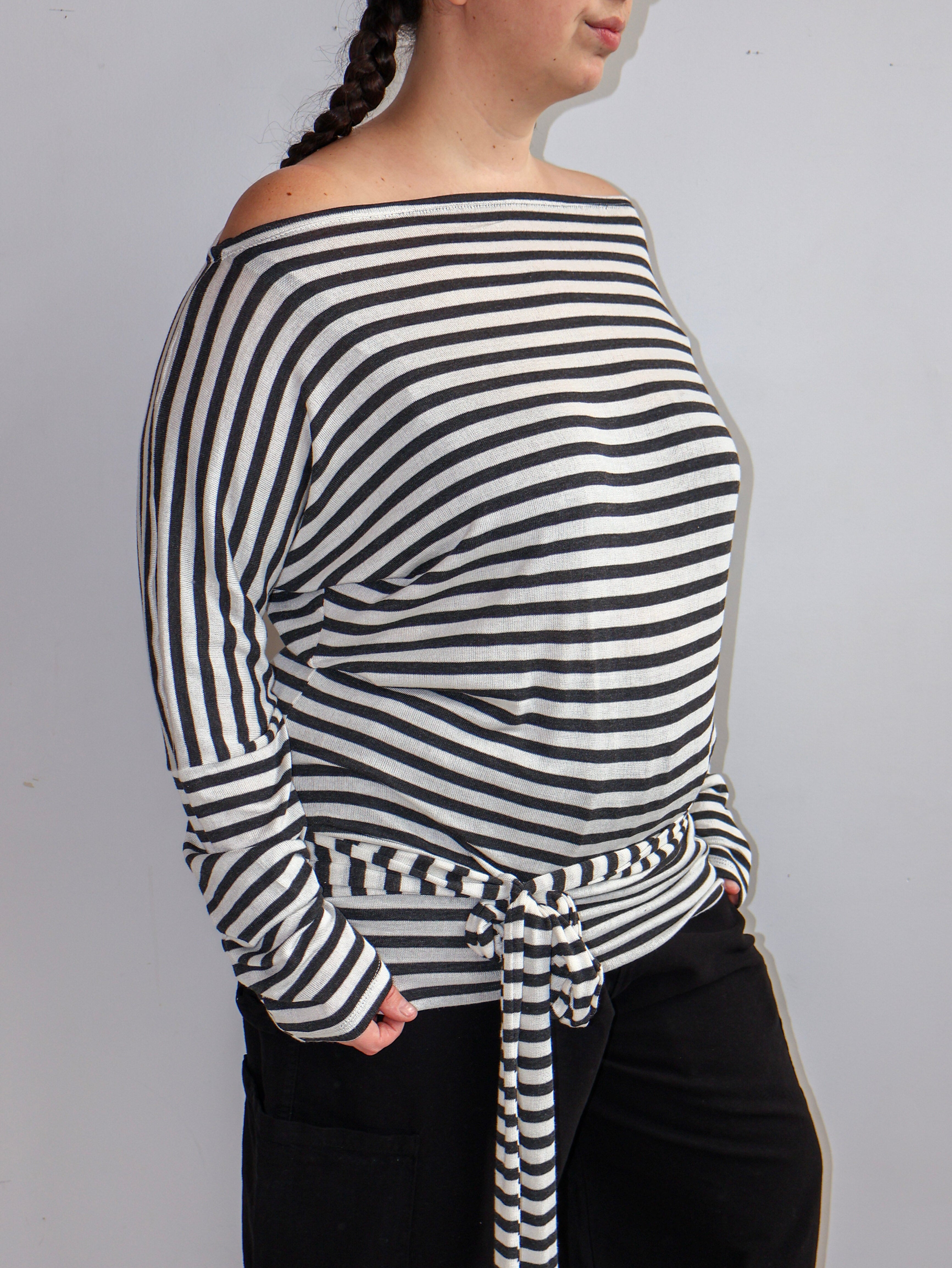 Em & May - Enya Top in Stone Stripe (XL-4X)