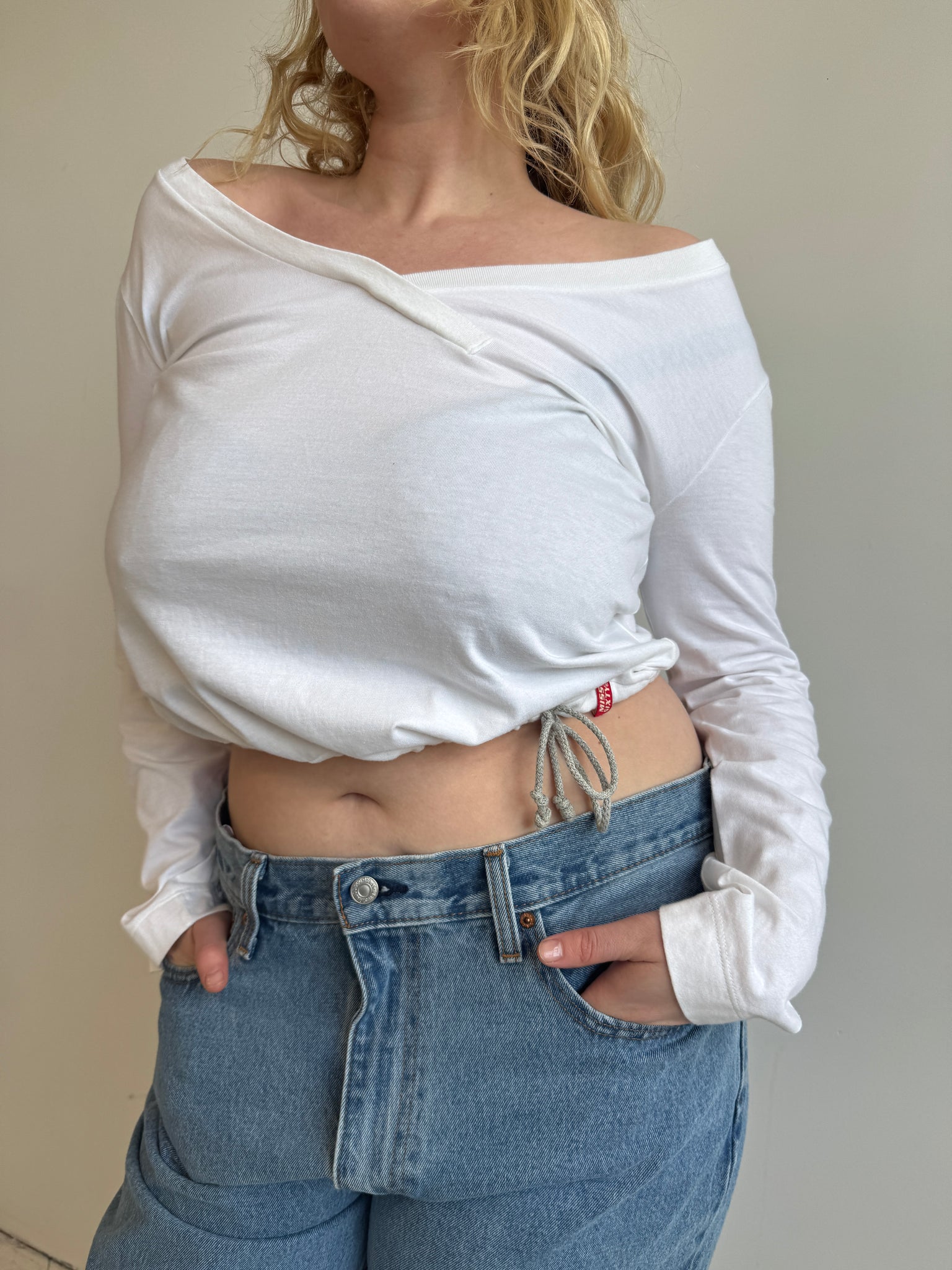 Italian Vintage - Miss Sixty White Off Shoulder Top (XL)