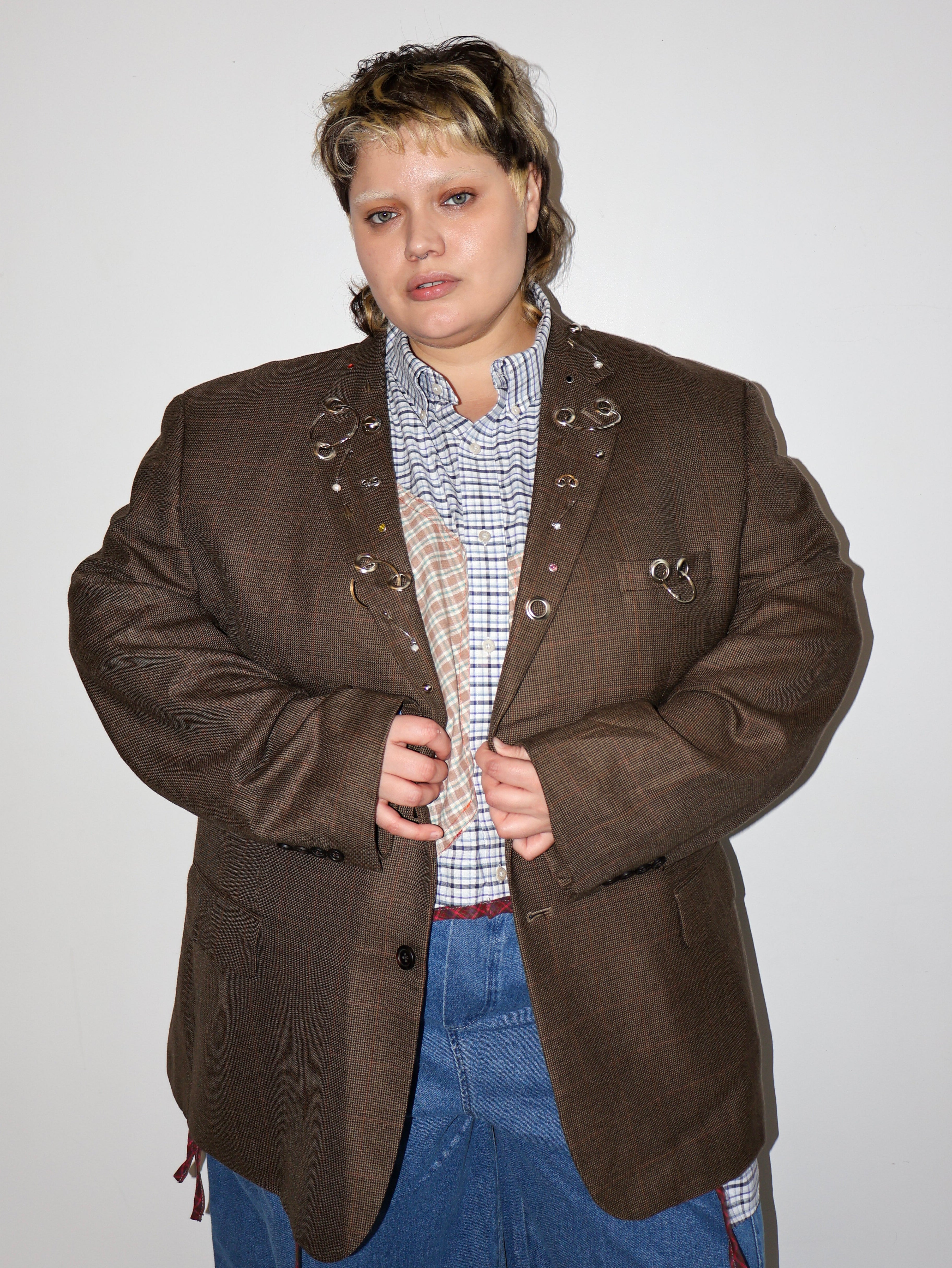 Shop Journal x BRZ - Brown Embellished Blazer (2X)