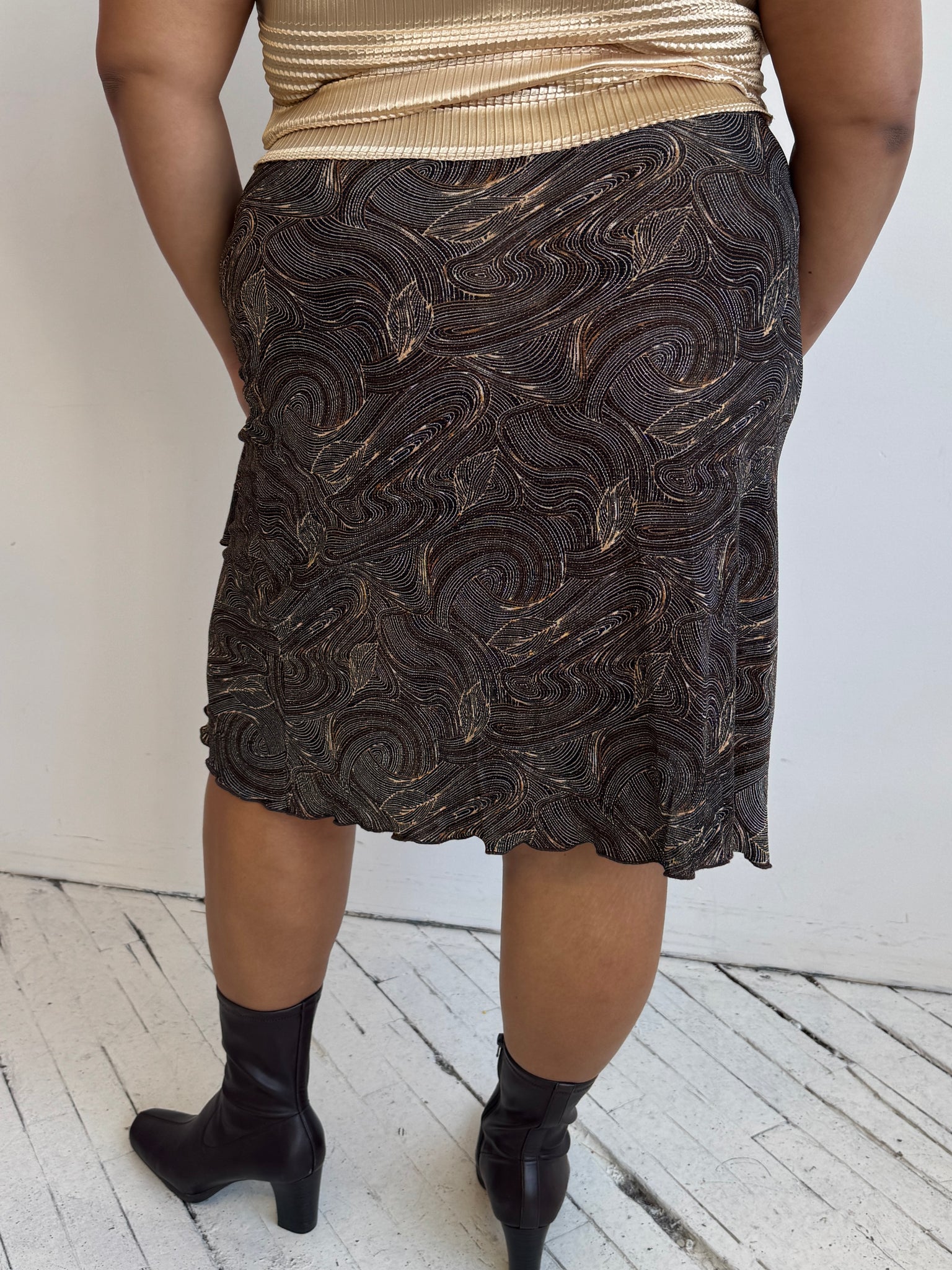 Vintage - Brown and Gold Metallic Skirt (1X/2X)