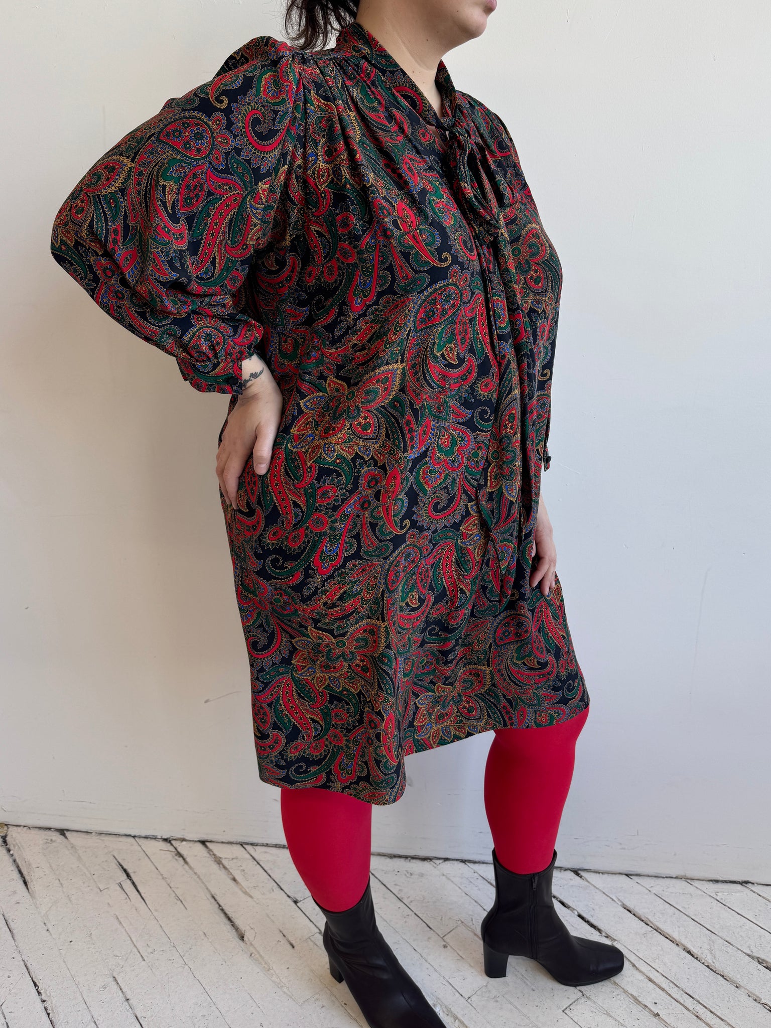 Vintage - Silk Paisley Dress (1X-3X)