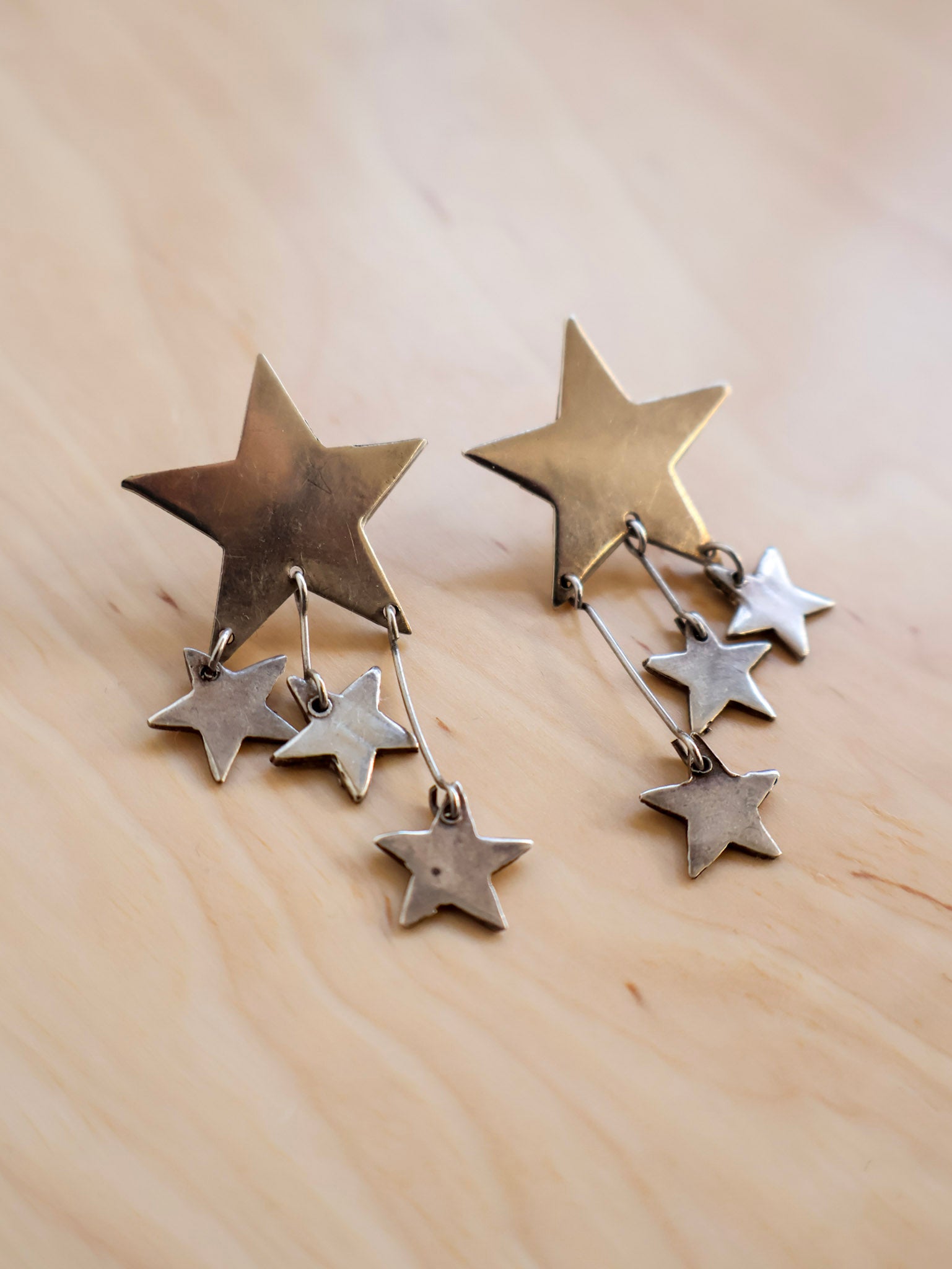 Vintage - Silver Star Earrings