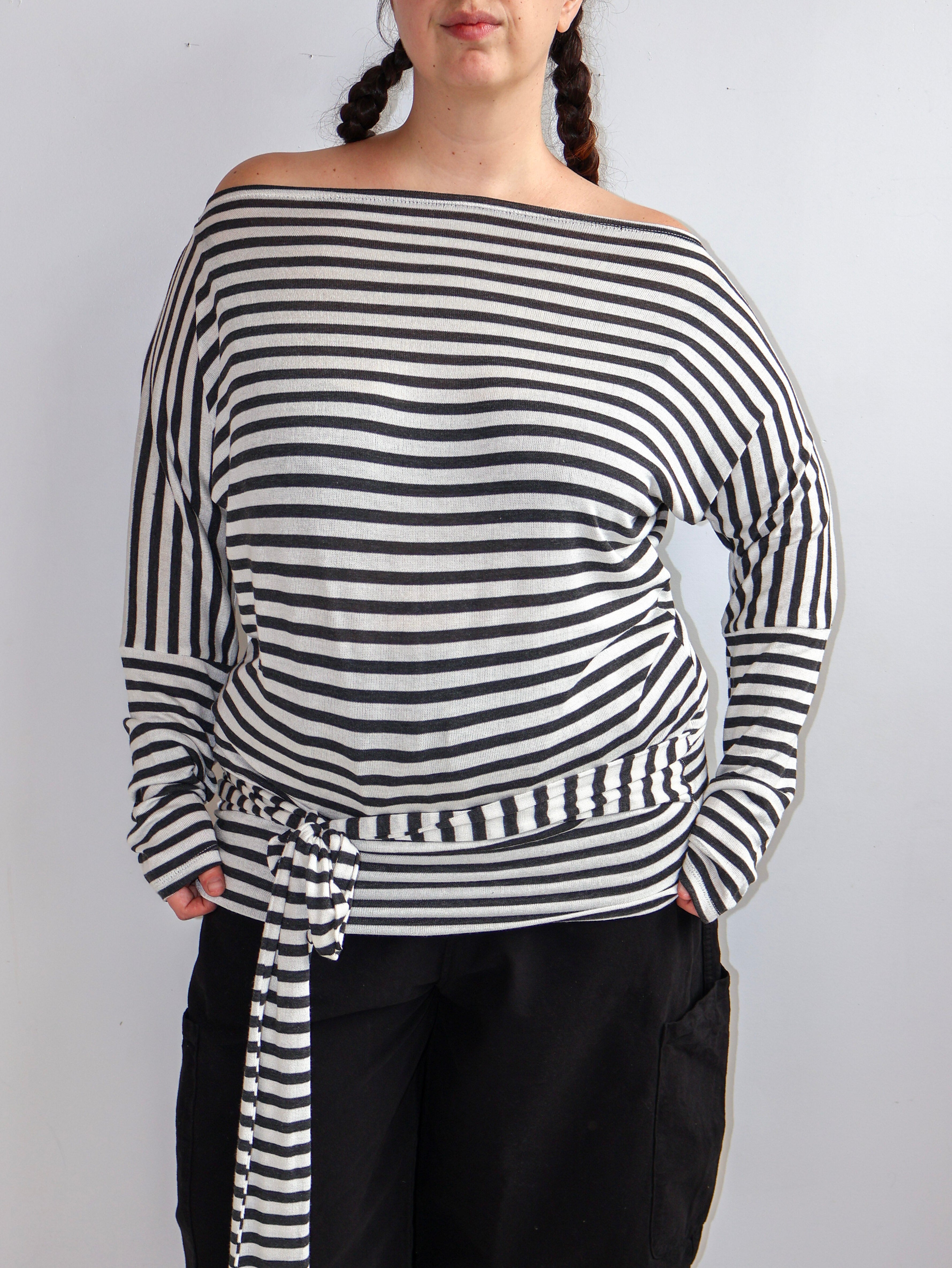 Em & May - Enya Top in Stone Stripe (XL-4X)