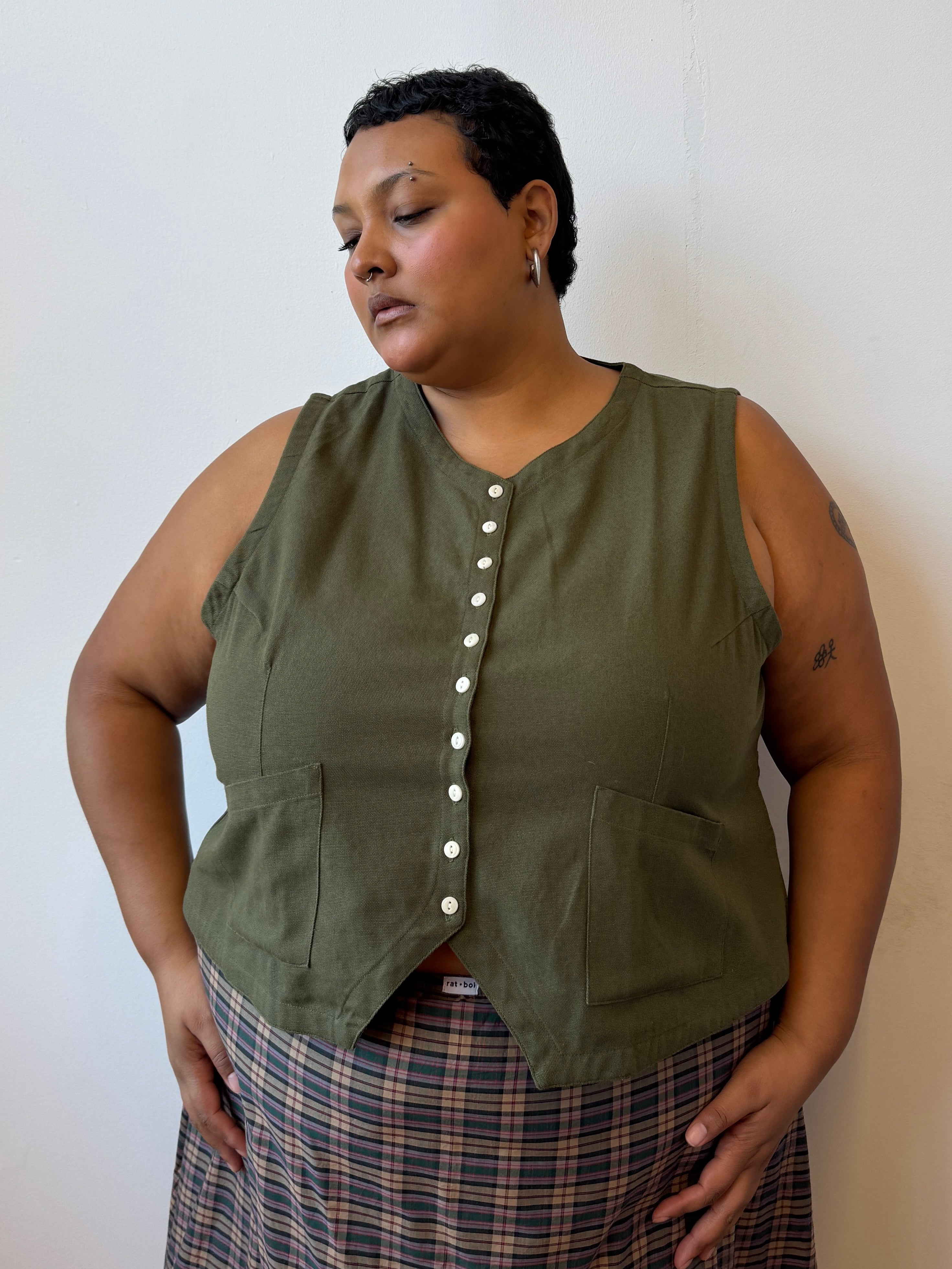 Noble - Olive Flared Vest (XL-3X)