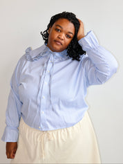 Grandpa's Shirts - Blue Ruffle Collared Shirt (2X)