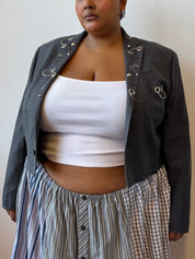 Shop Journal x BRZ - Grey Plaid Cropped Blazer (2X)
