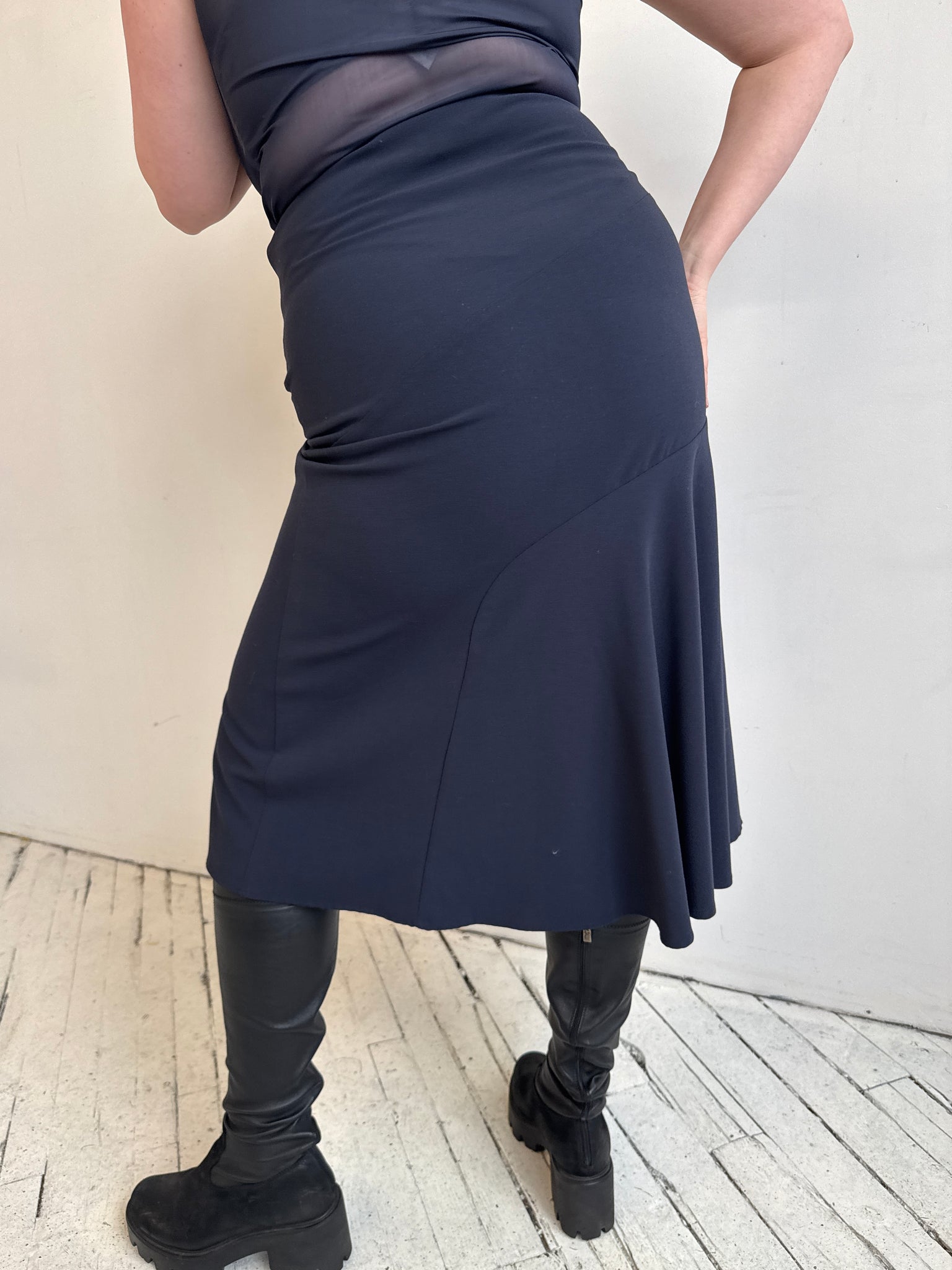 Vintage - Navy Midi Skirt (L)