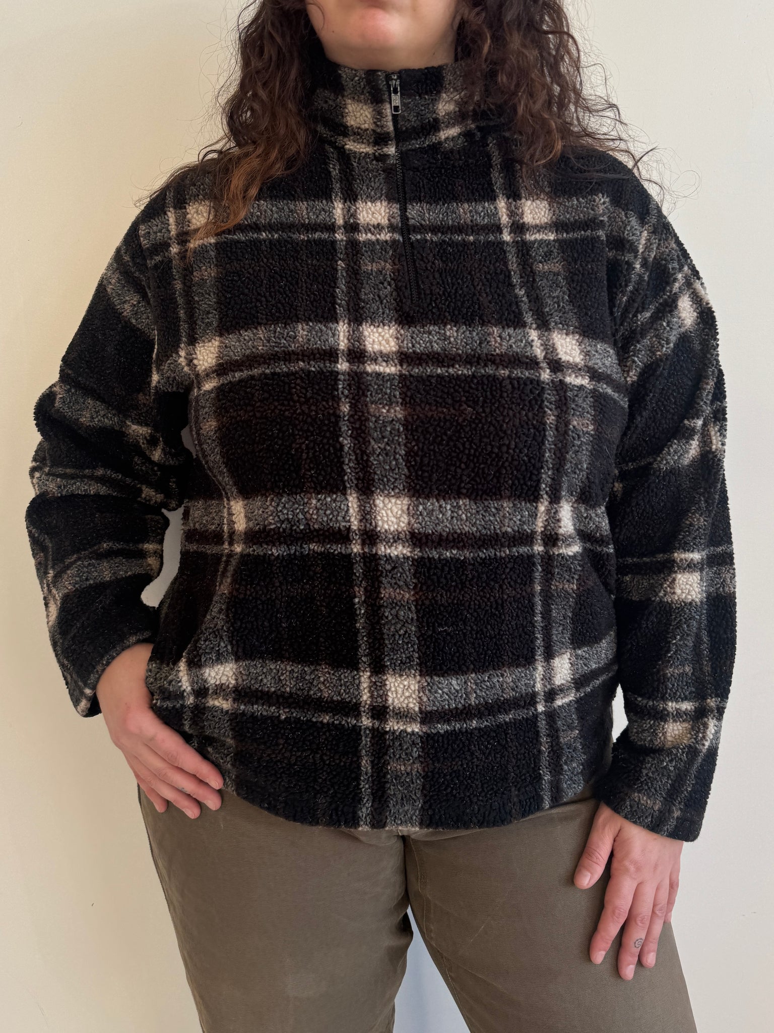 Vintage - Black and Brown Fleece Pullover (1X)