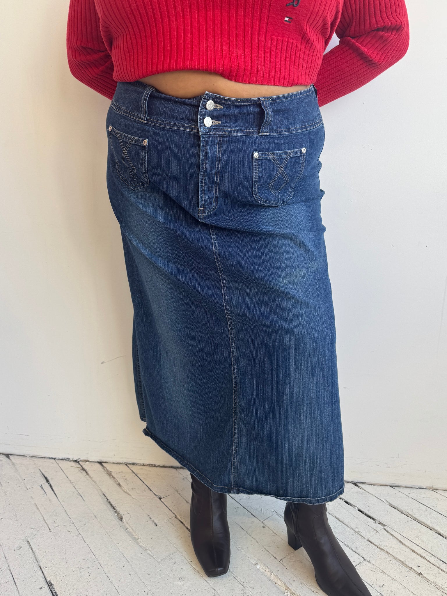 Vintage - Denim Maxi Skirt (2X)