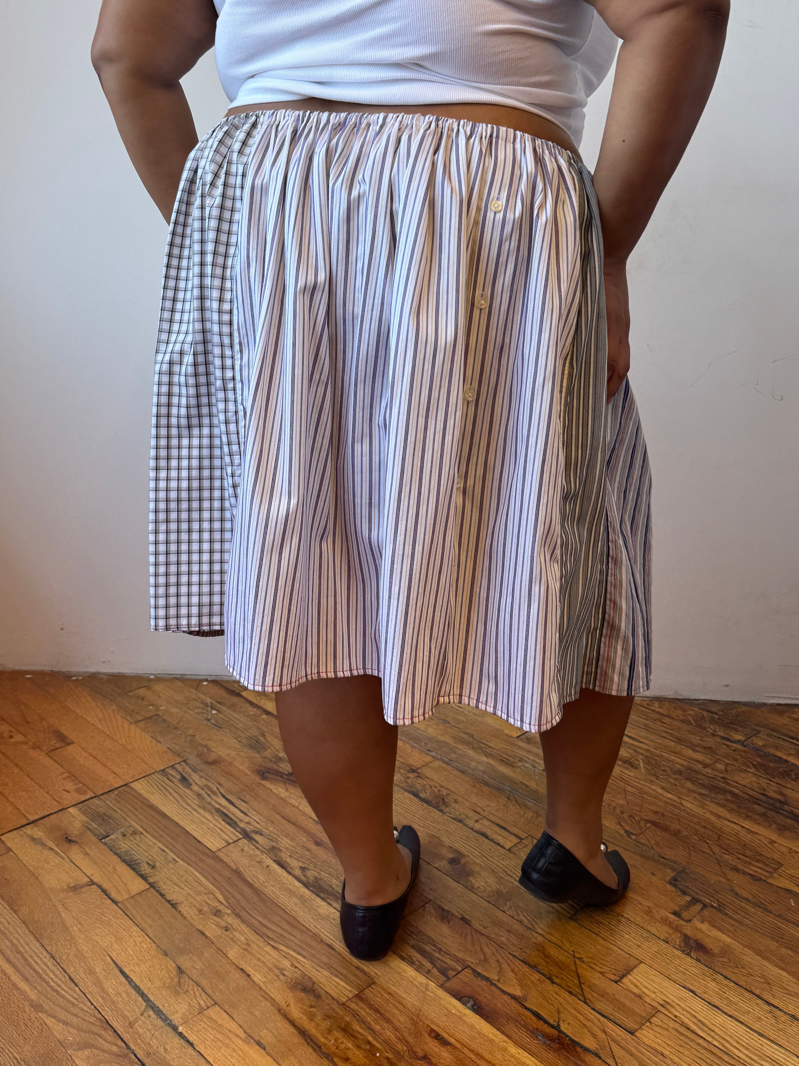 Cassie’s Shop - Grey Scale Button Down Skirt (1X-5X)