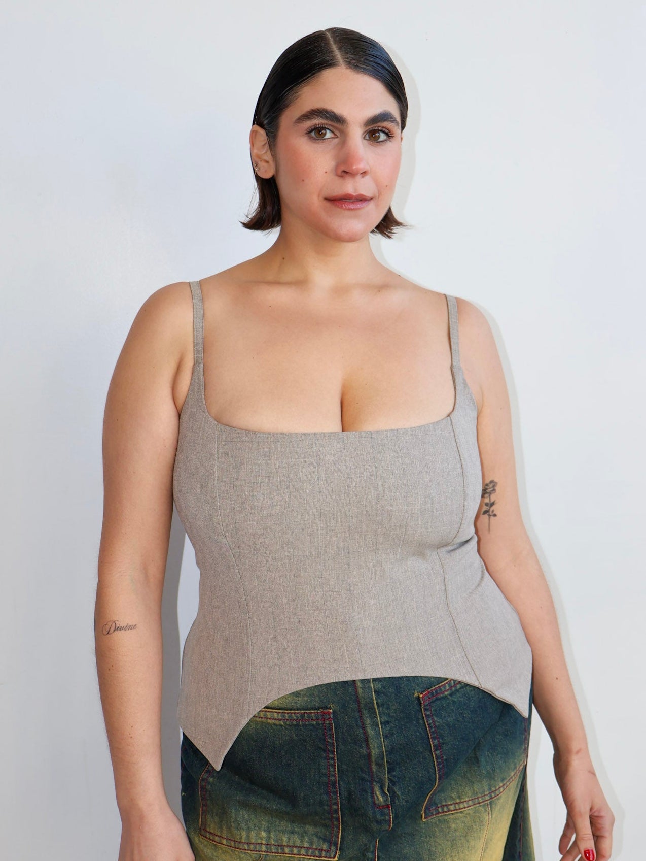 Fyoocher - Beige Plaid Corset (XL-4X)