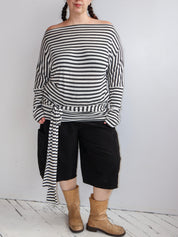 Em & May - Enya Top in Stone Stripe (XL-4X)