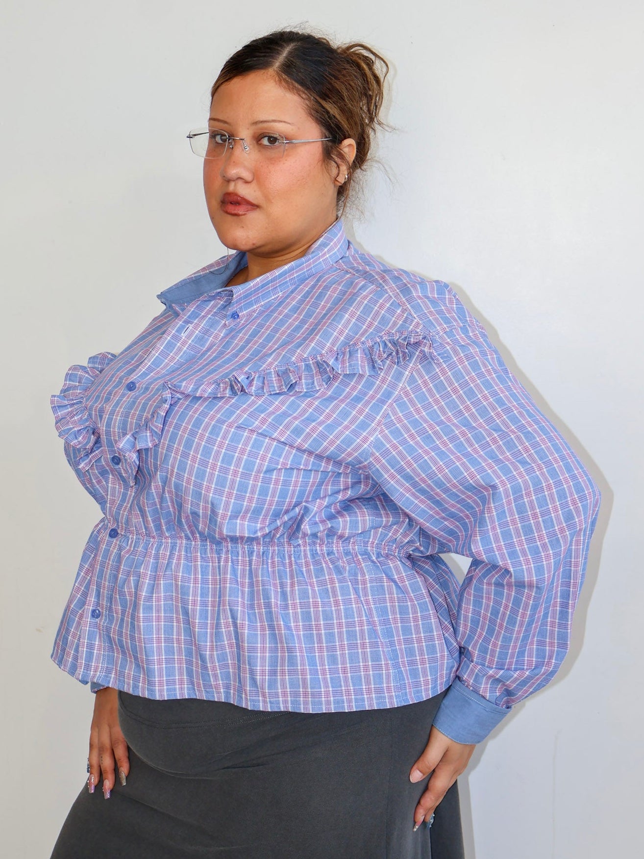 Grandpa's Shirts - Plaid Ruffle Shirt (2X/3X)