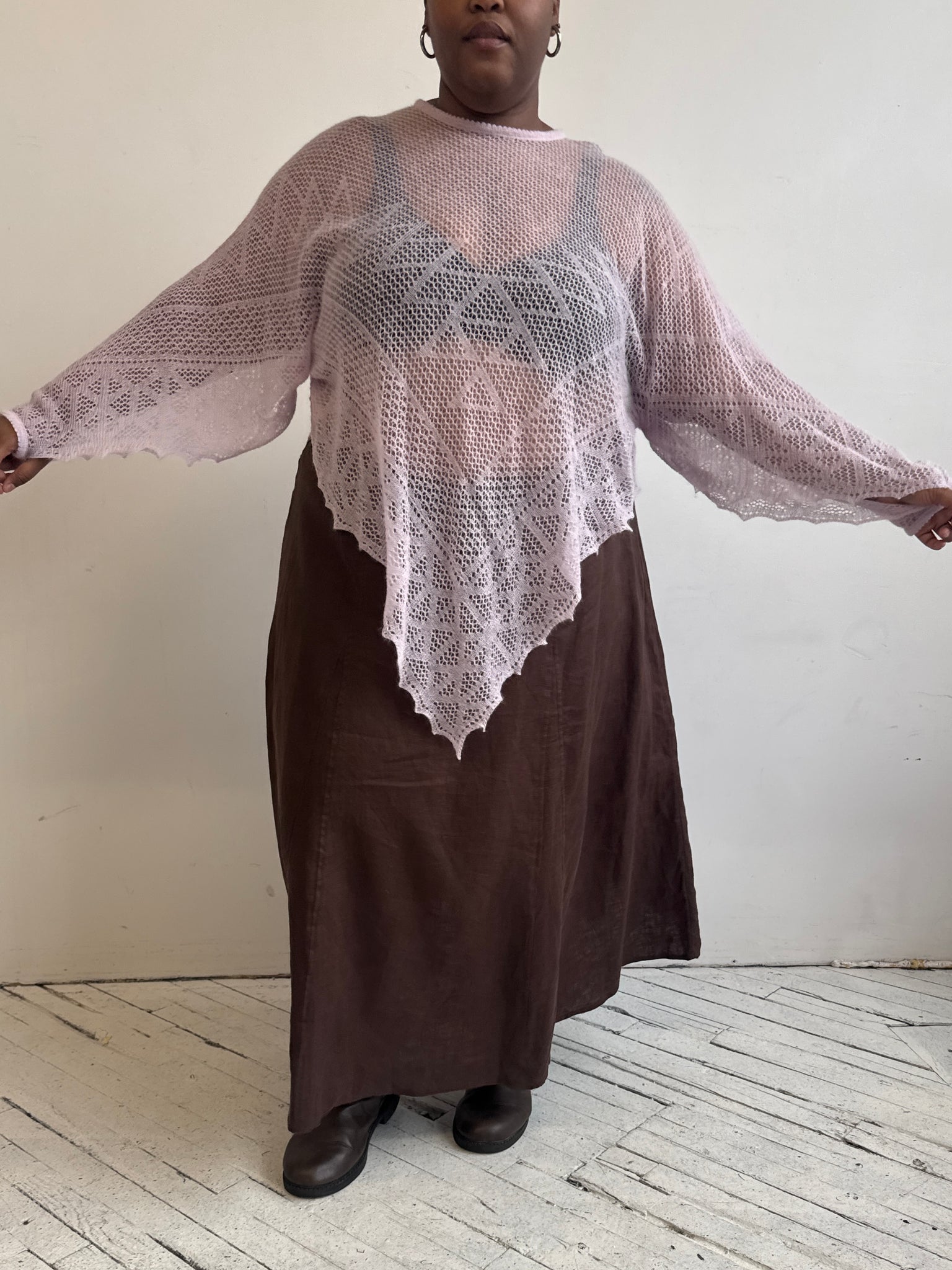 Vintage - Sheer Pink Sweater (1X-3X)