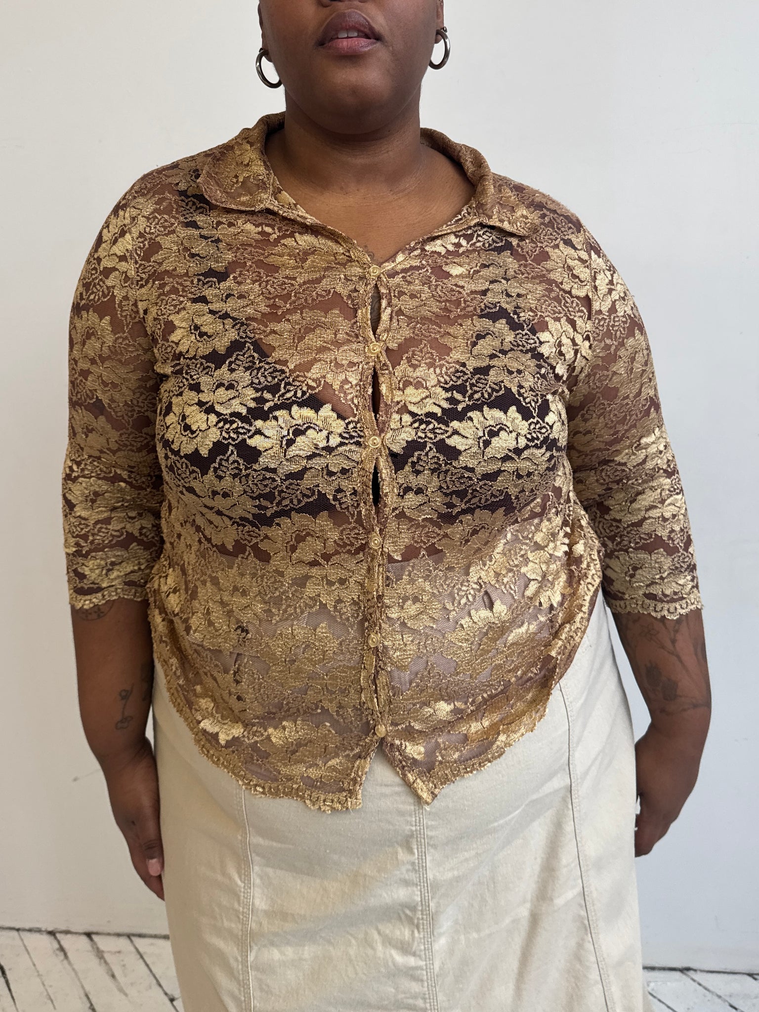 Vintage - Gold Lace Button Down (2X)