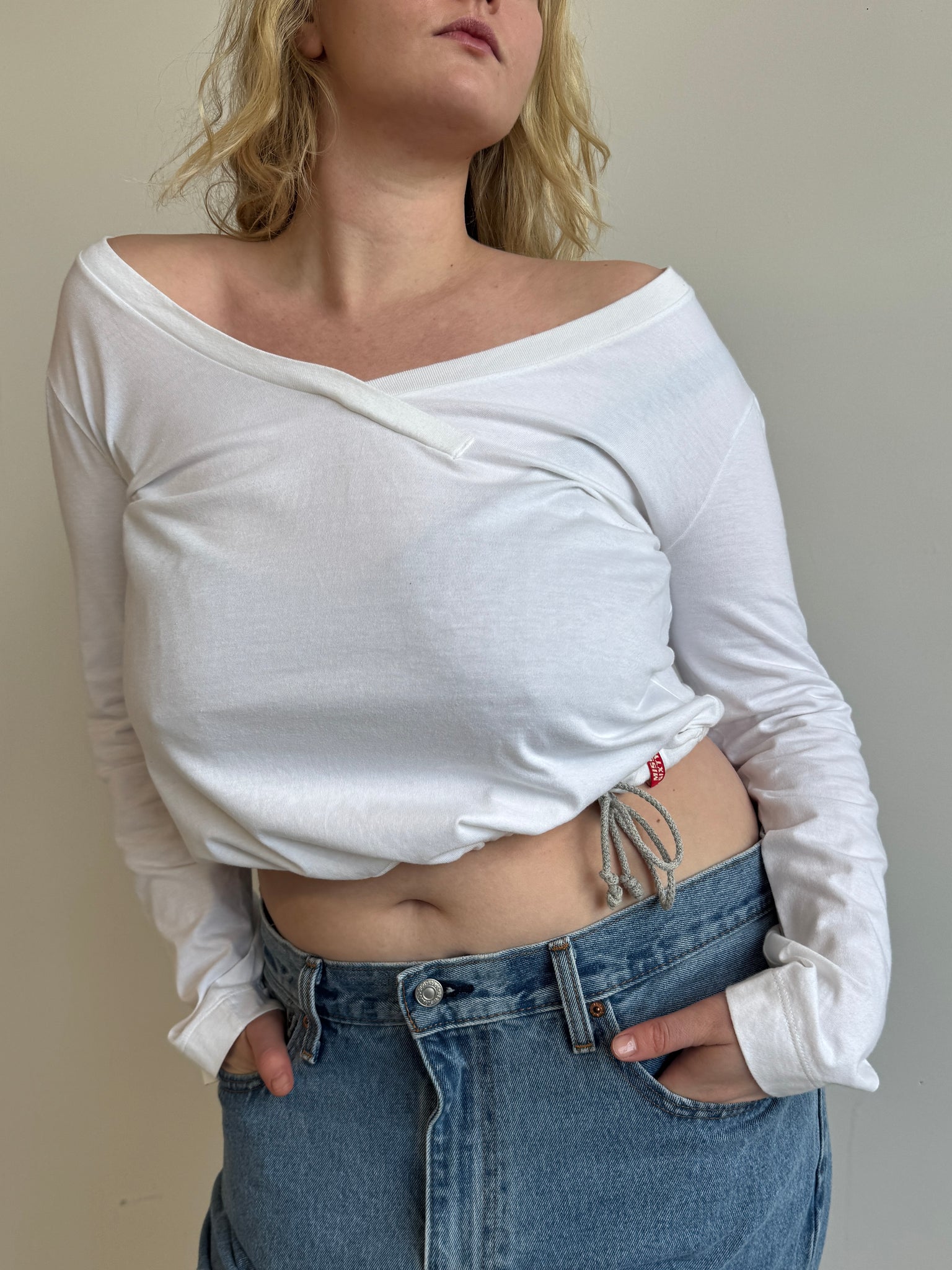 Italian Vintage - Miss Sixty White Off Shoulder Top (XL)