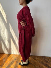 NBNW x BRZ - Blocko Line Cut Out Dress in Maroon (XL-4X)