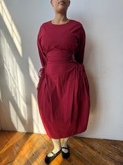 NBNW x BRZ - Blocko Line Cut Out Dress in Maroon (XL-4X)