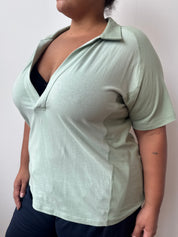 ABL ESTUDIO - Green V-Neck Polo (L-3X)