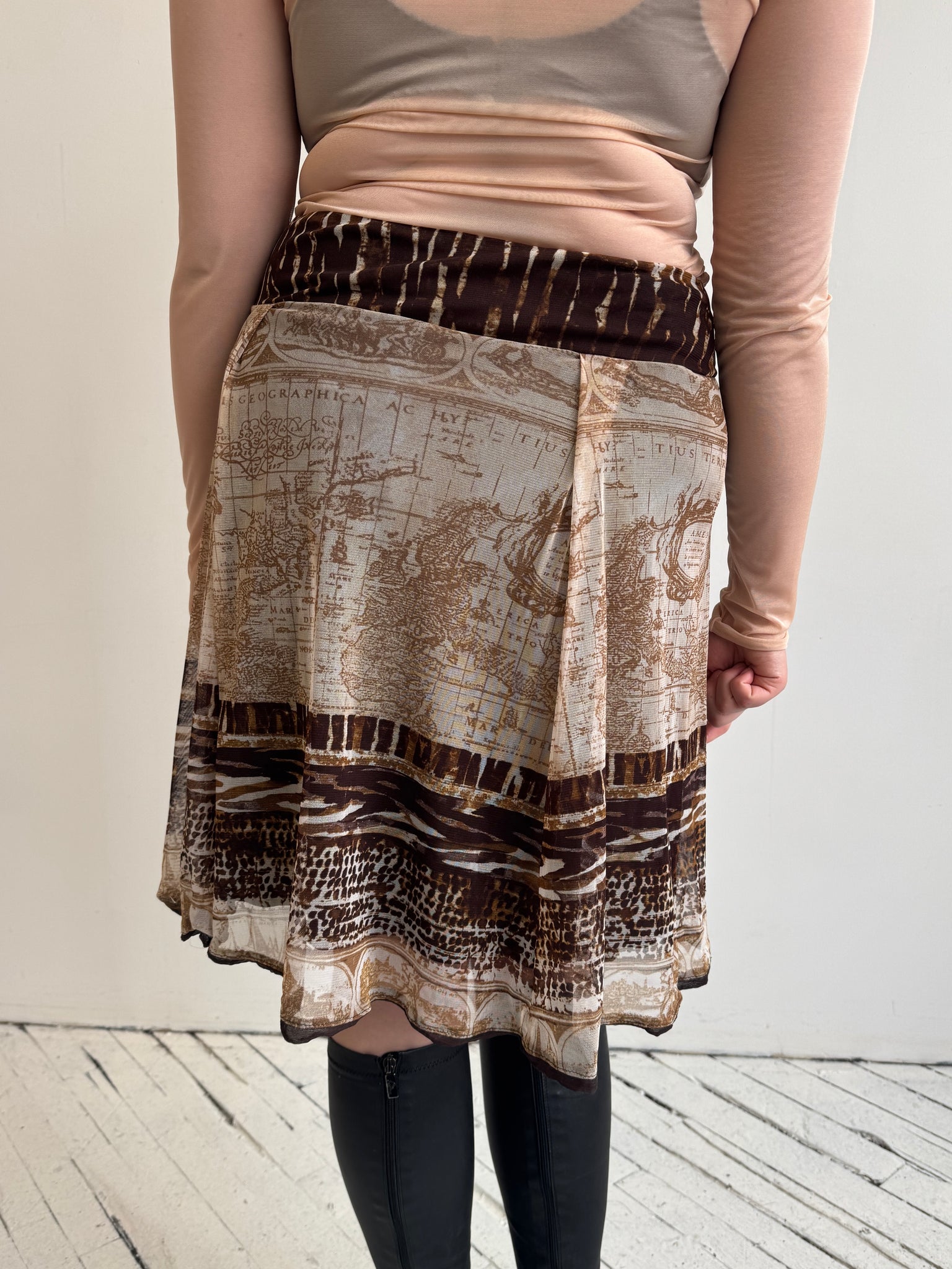 Italian Vintage - Brown Map Skirt (L/XL)