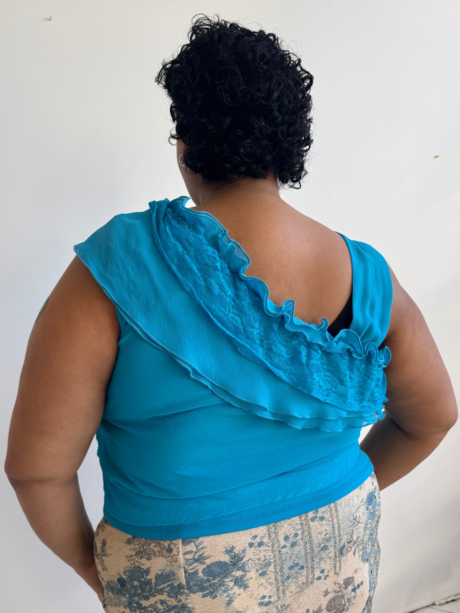 Vintage - Turquoise Ruffle Top (XL-2X)