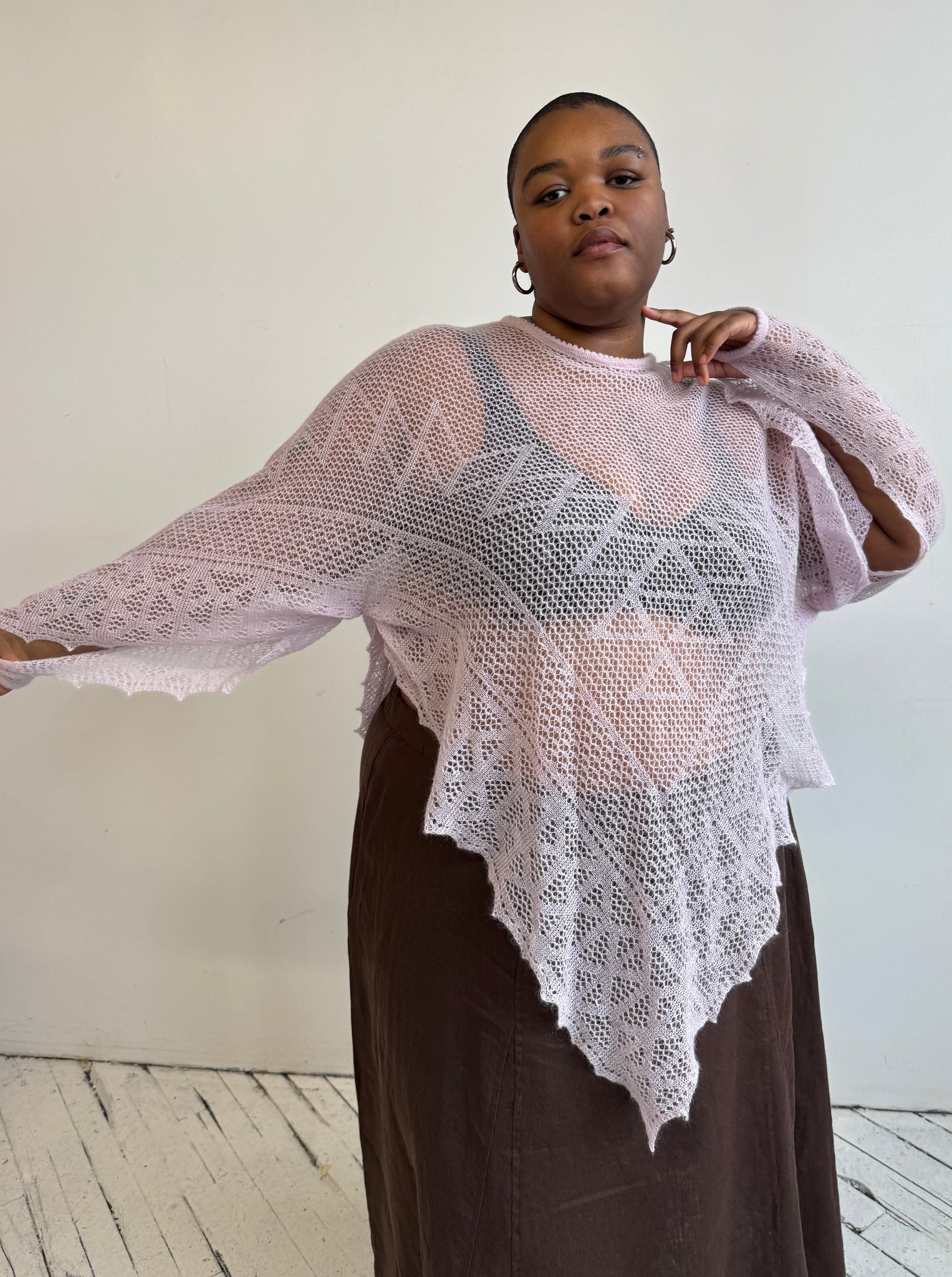 Vintage - Sheer Pink Sweater (1X-3X)