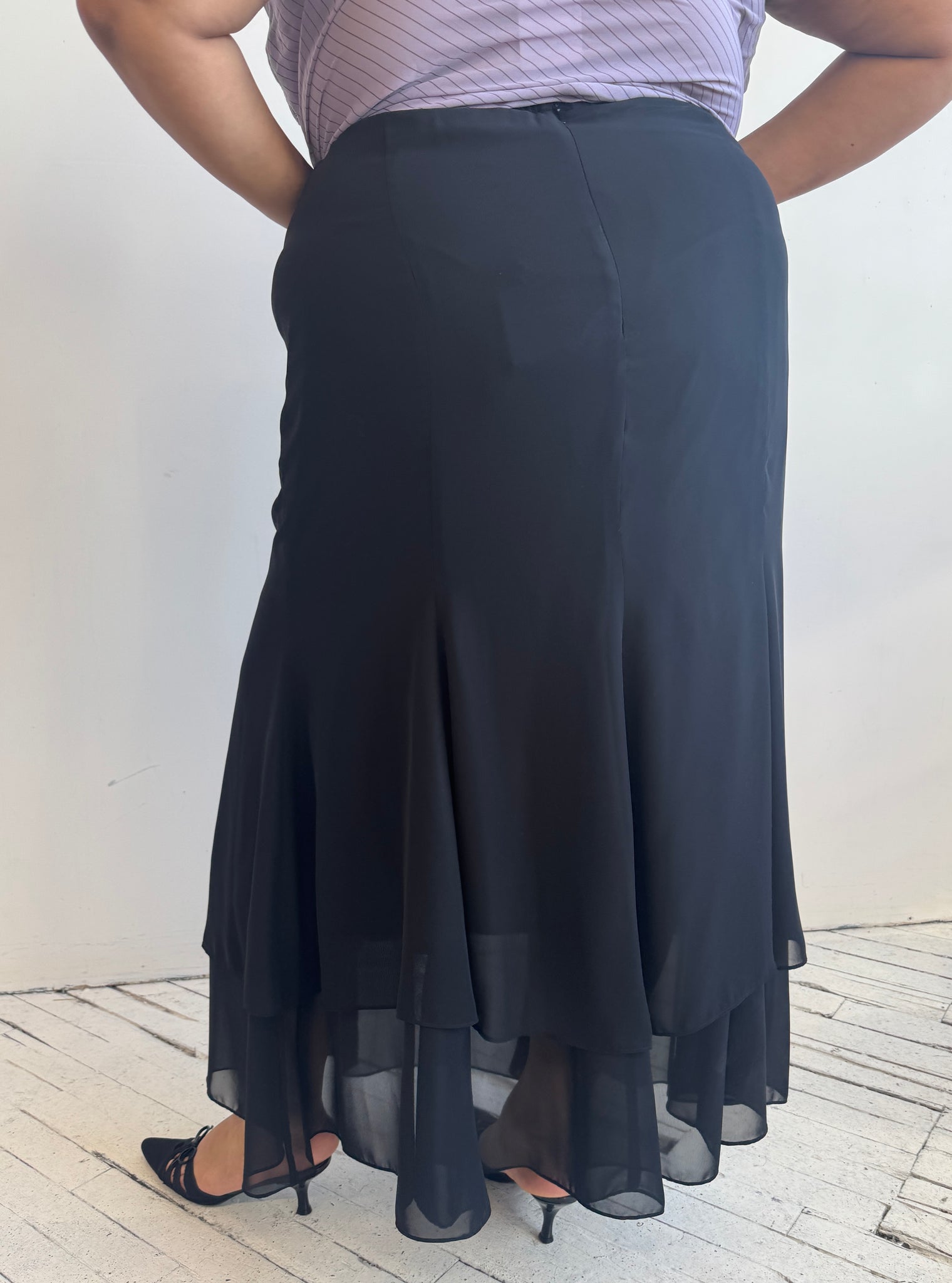 Vintage - Black Layered Maxi Skirt (1X-2X)