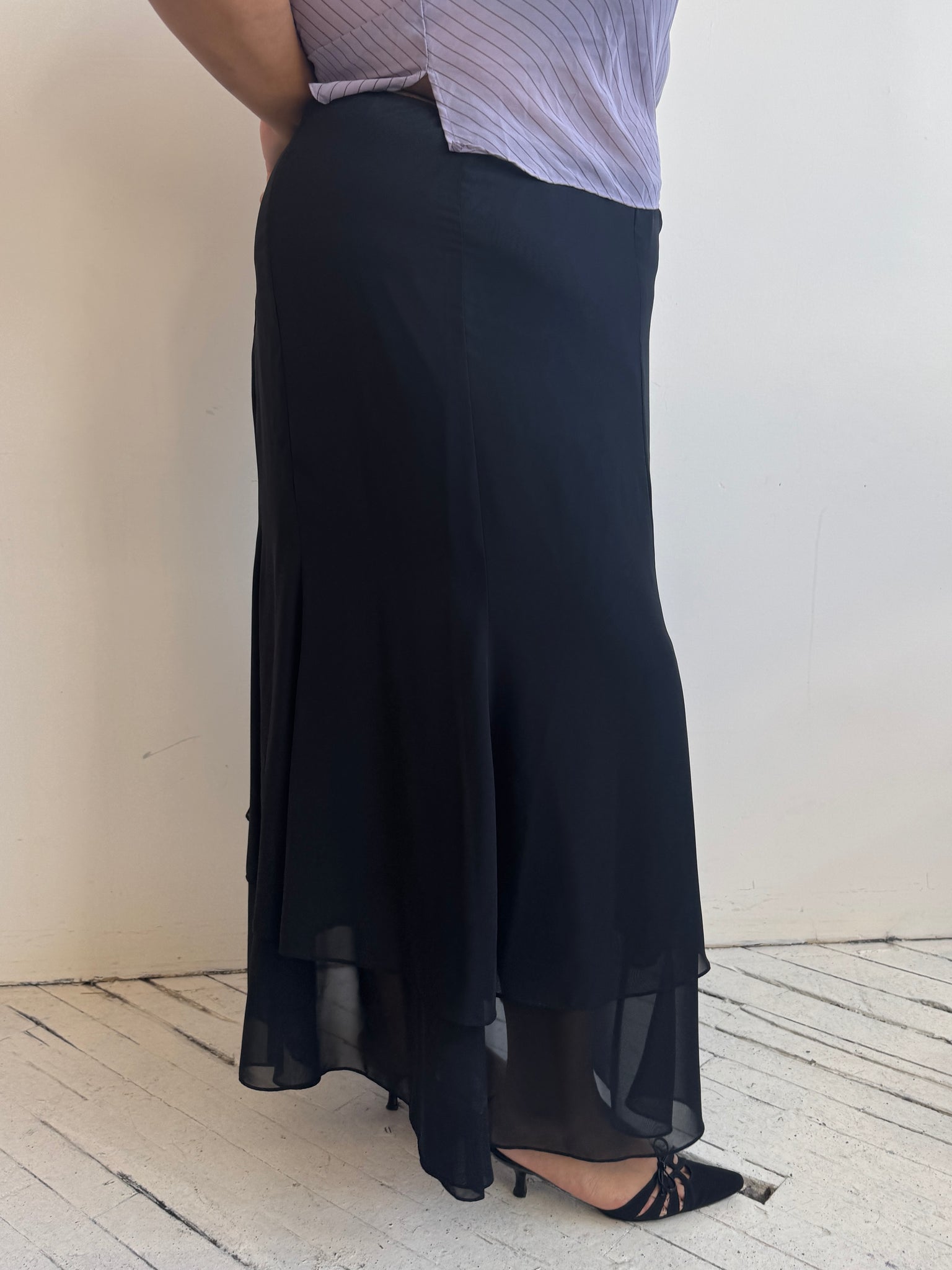 Vintage - Black Layered Maxi Skirt (1X-2X)