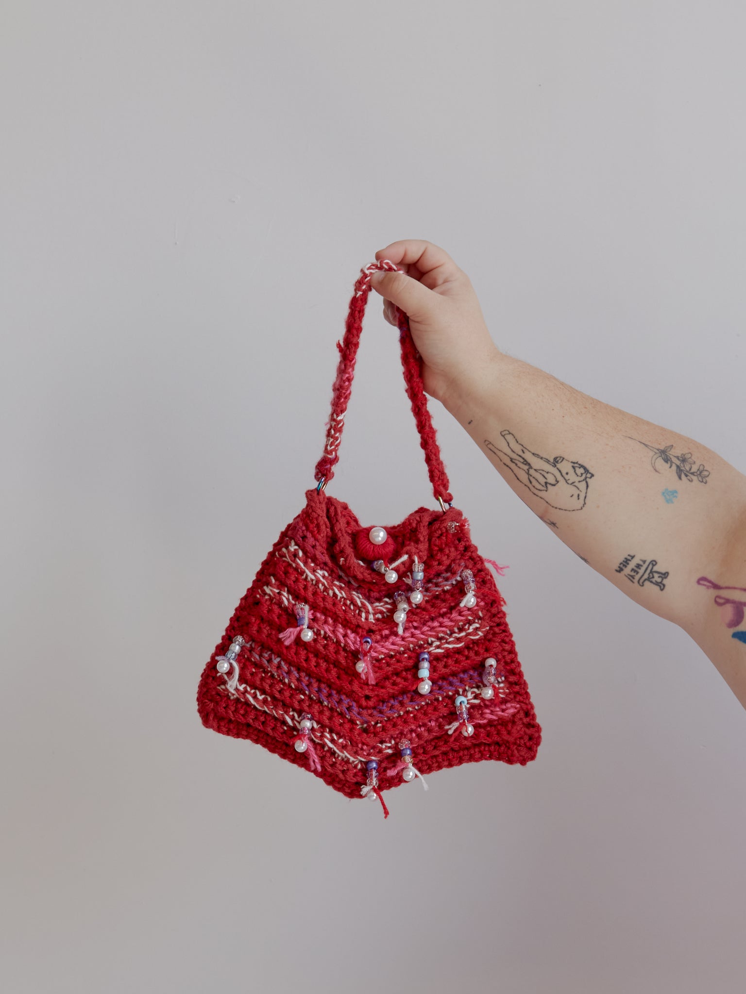 Flower Boy Ted - Red Crochet Purse