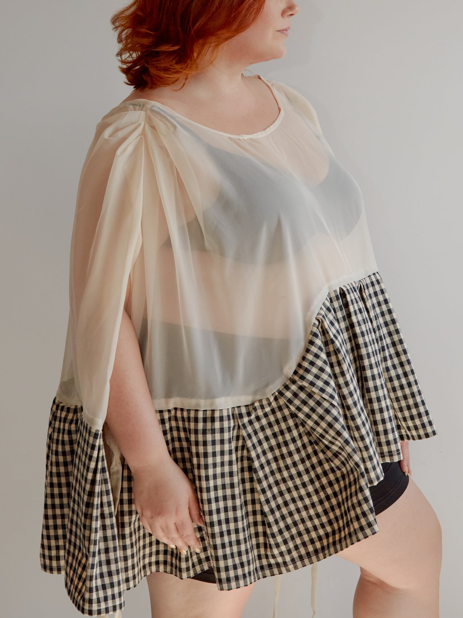 makmak - Cream Gingham Top (S-5X)