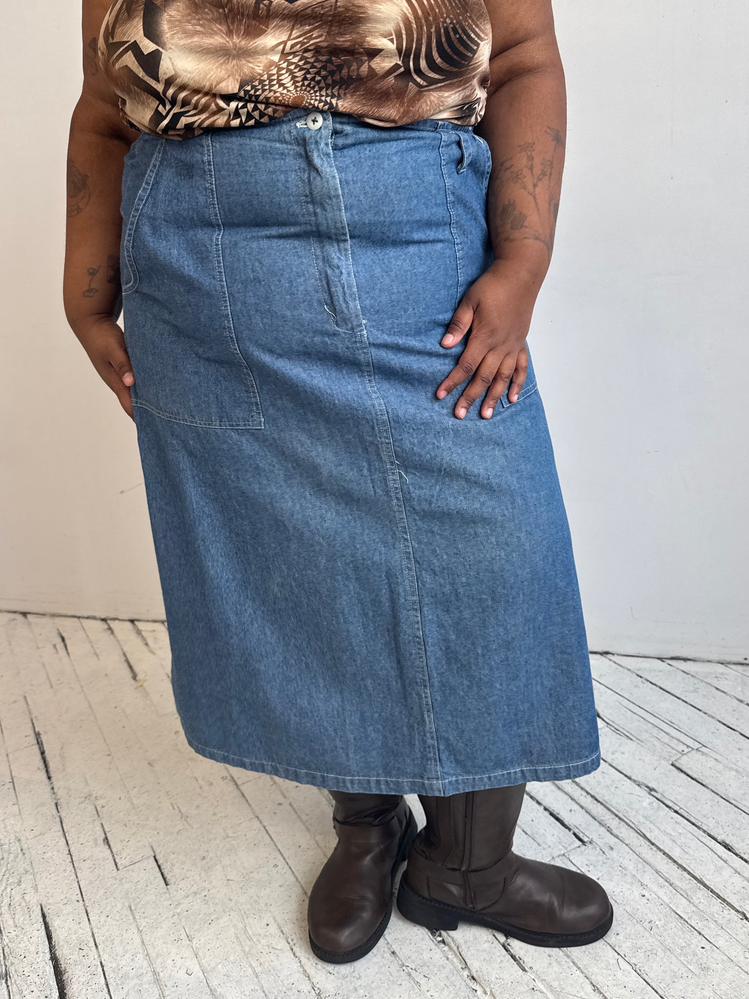 Vintage - Denim Maxi Skirt (2X/3X)