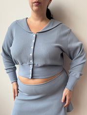 Noble - Blue Waffle Cardigan (XL-3X)