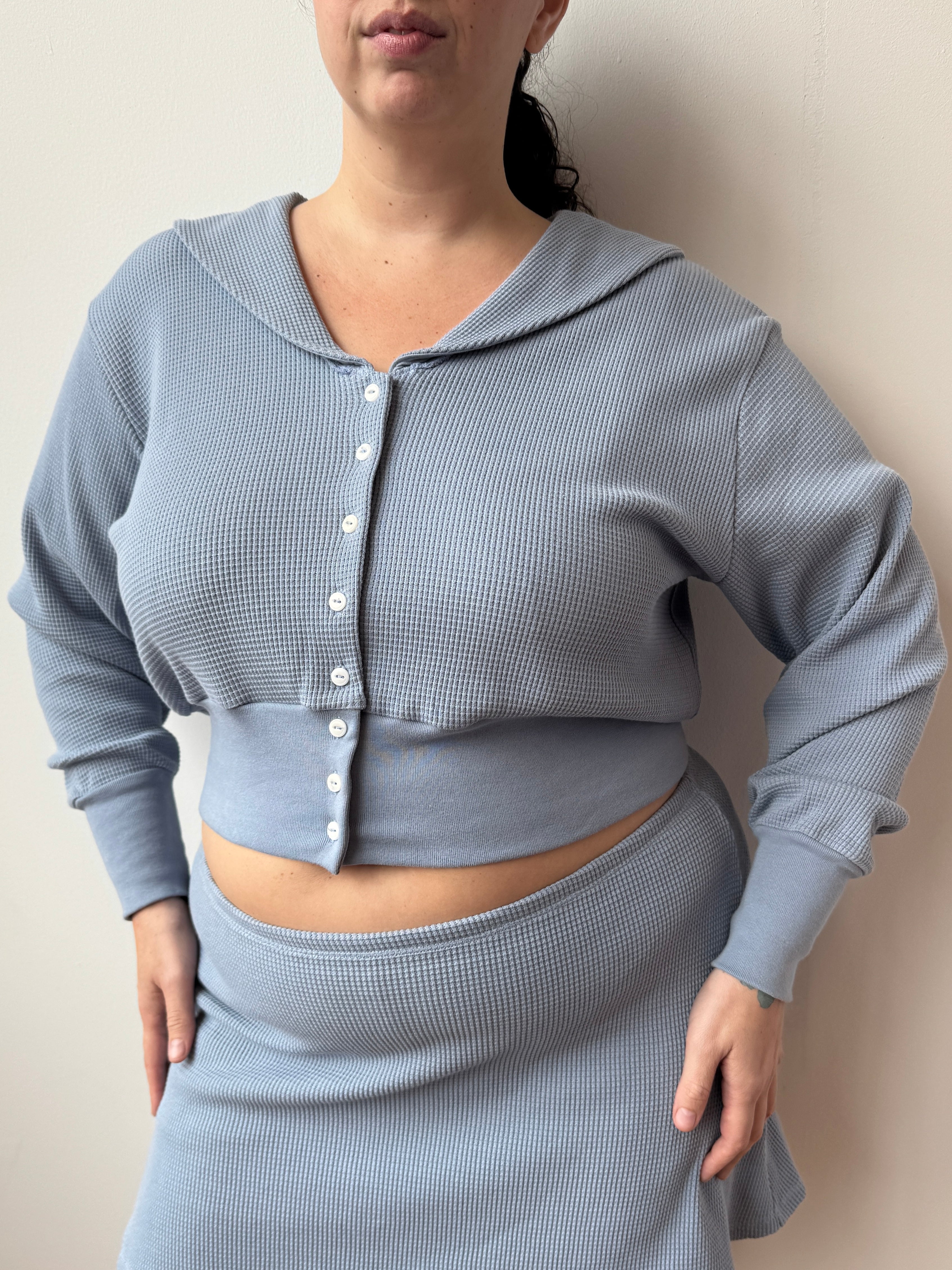 Noble - Blue Waffle Cardigan (XL-3X)