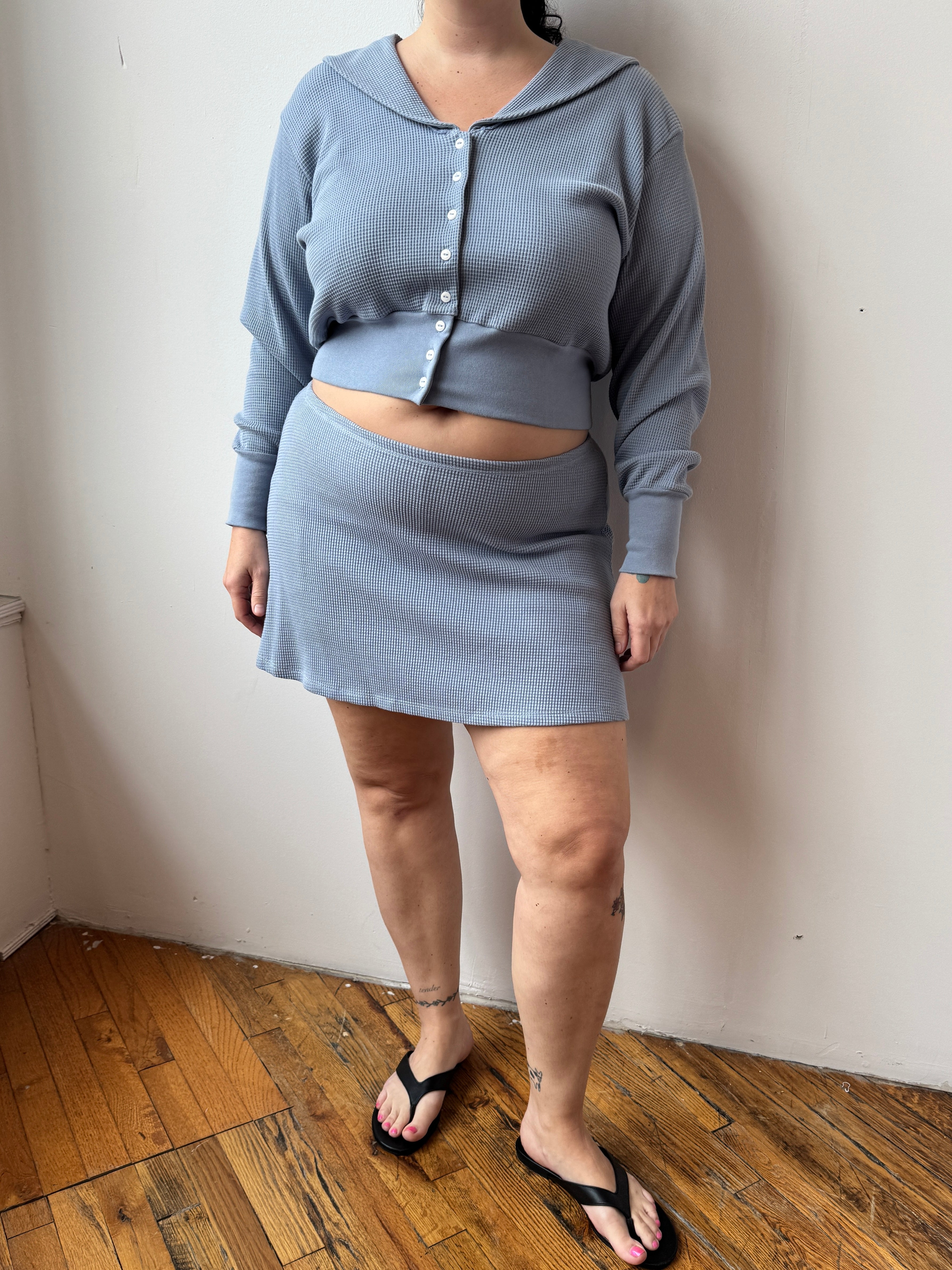 Noble - Blue Waffle Cardigan (XL-3X)