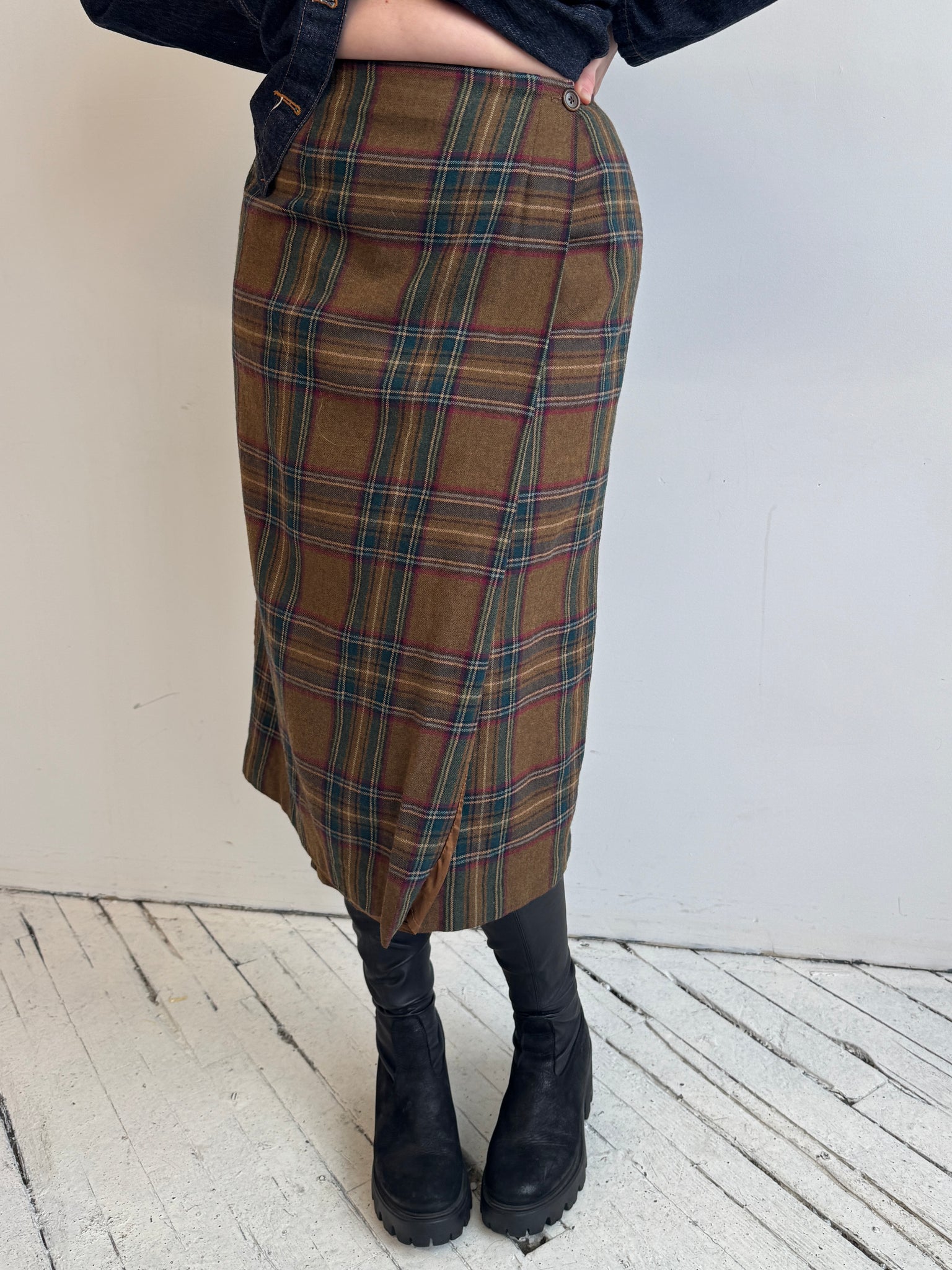 Vintage - Plaid Wrap Skirt (L)