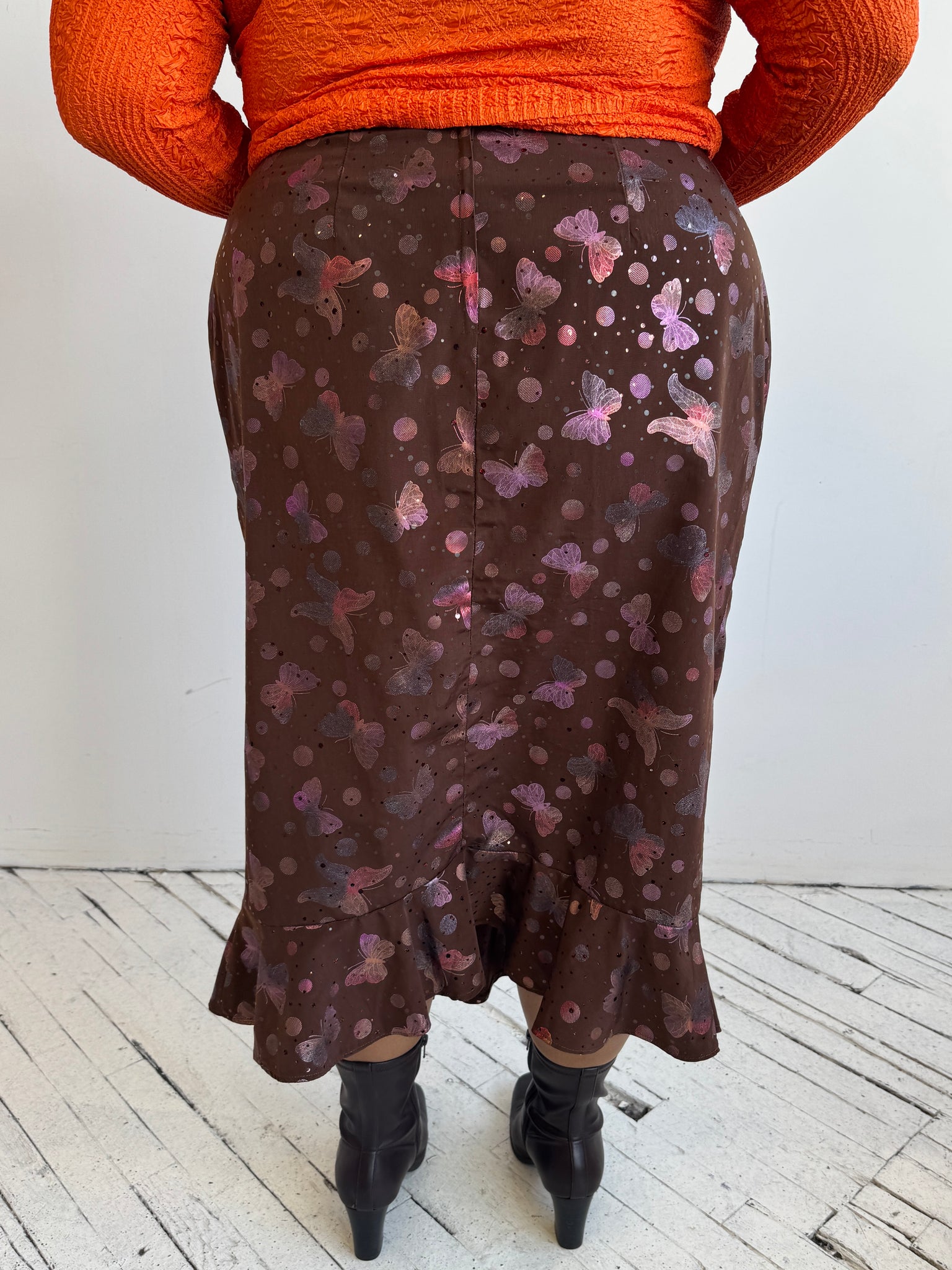 Vintage - Brown Butterfly Skirt (2X)