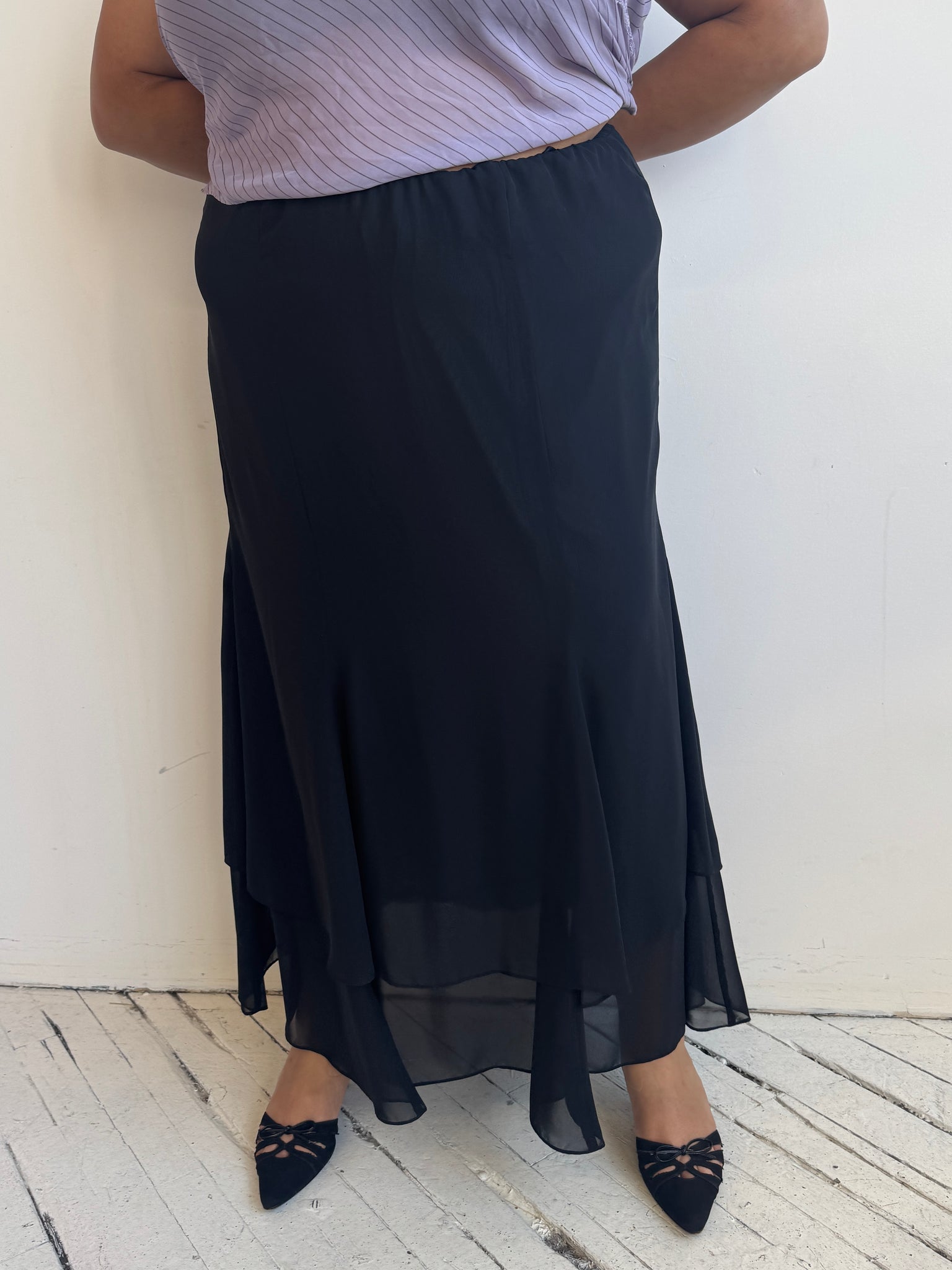 Vintage - Black Layered Maxi Skirt (1X-2X)