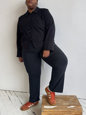 Vintage - Black/Blue Pin Stripe Trouser (3X)