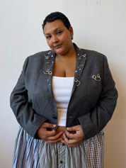 Shop Journal x BRZ - Grey Plaid Cropped Blazer (2X)