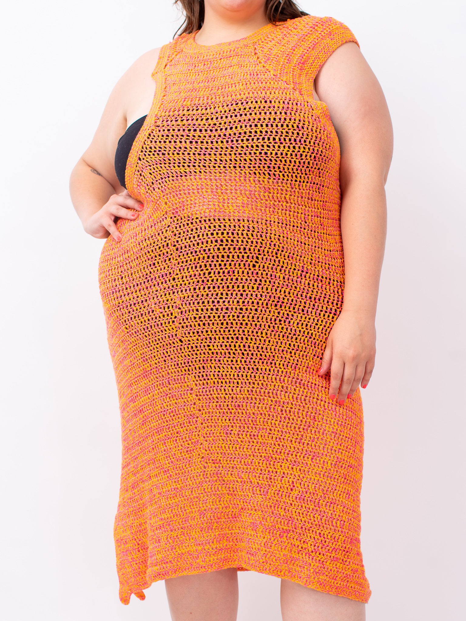 Flower Boy Ted - Orange Crochet Dress