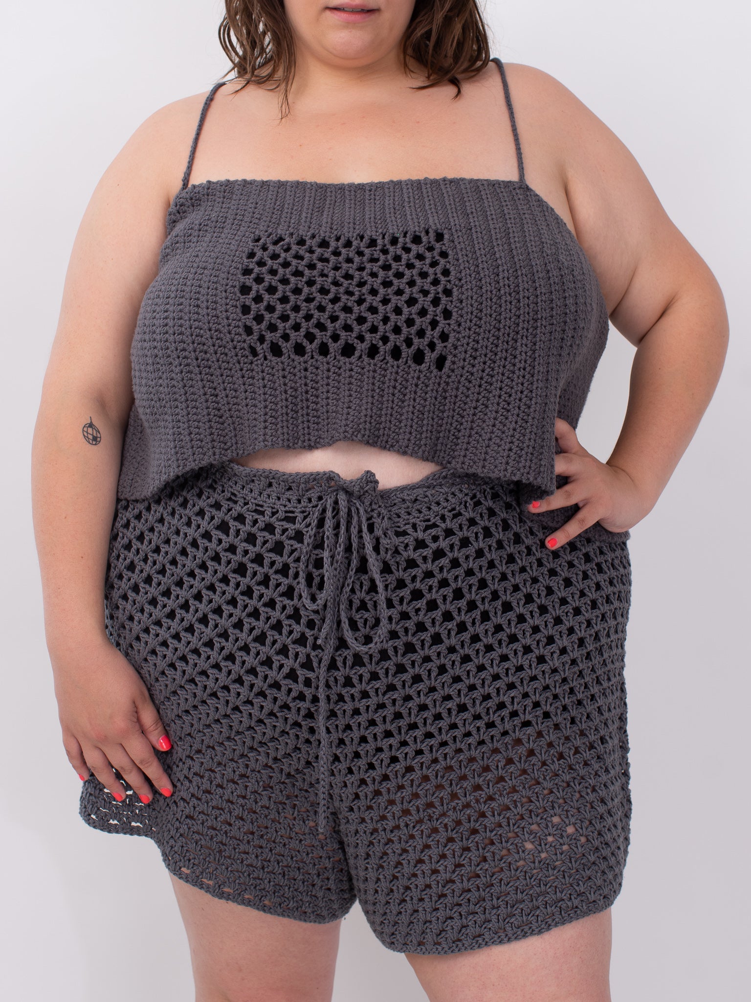 Flower Boy Ted - Grey Crochet Tank