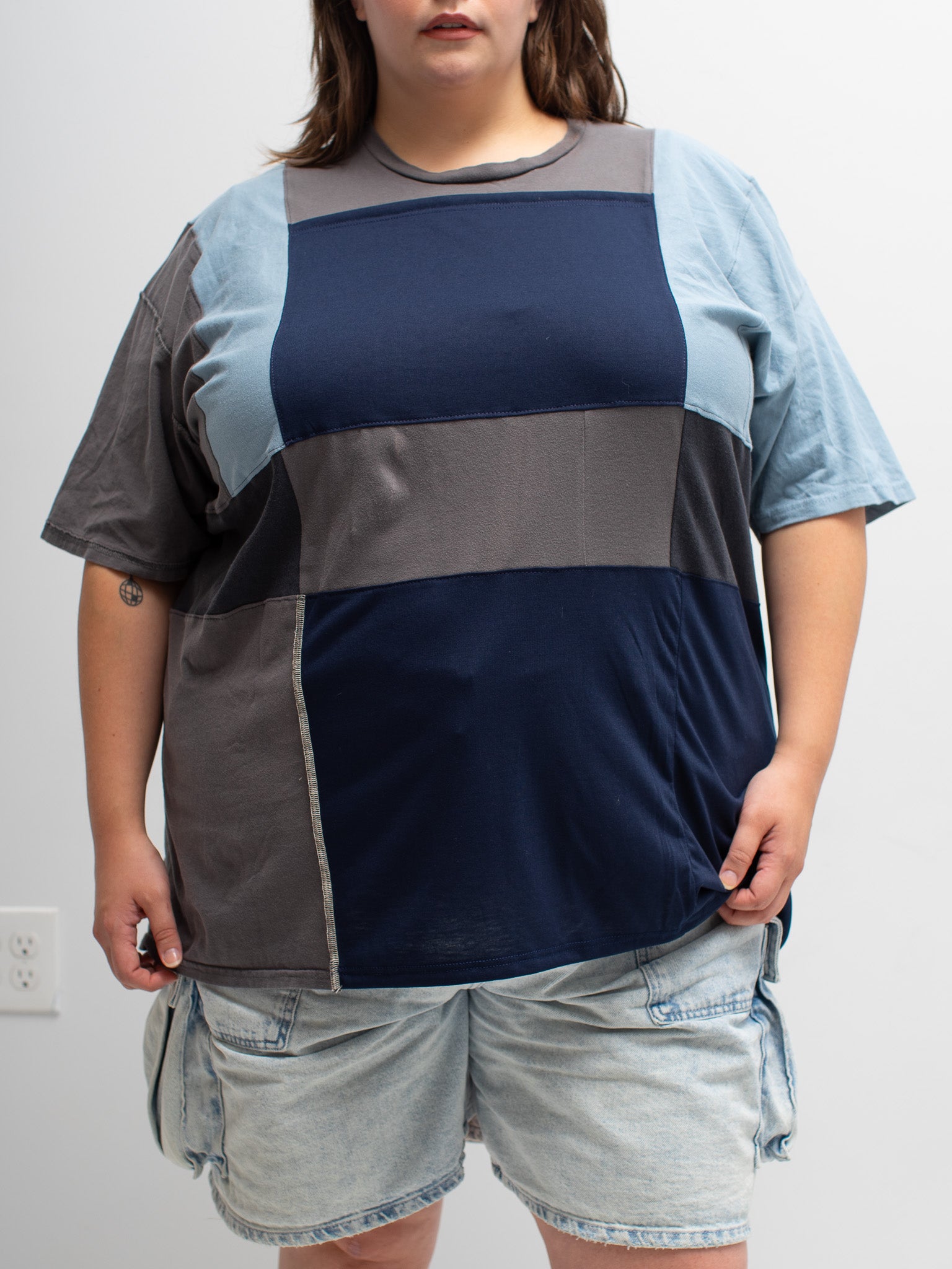 Playback Threads - Blue Patchwork Tee (3X)