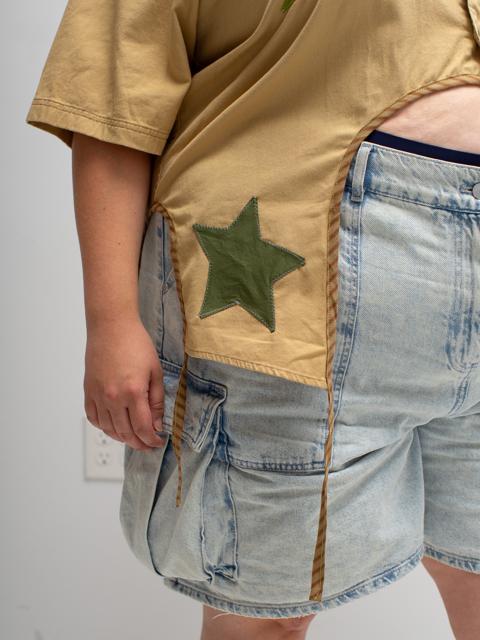 Tiberi x BRZ - Khaki + Green Reworked Star Shirt (3X)