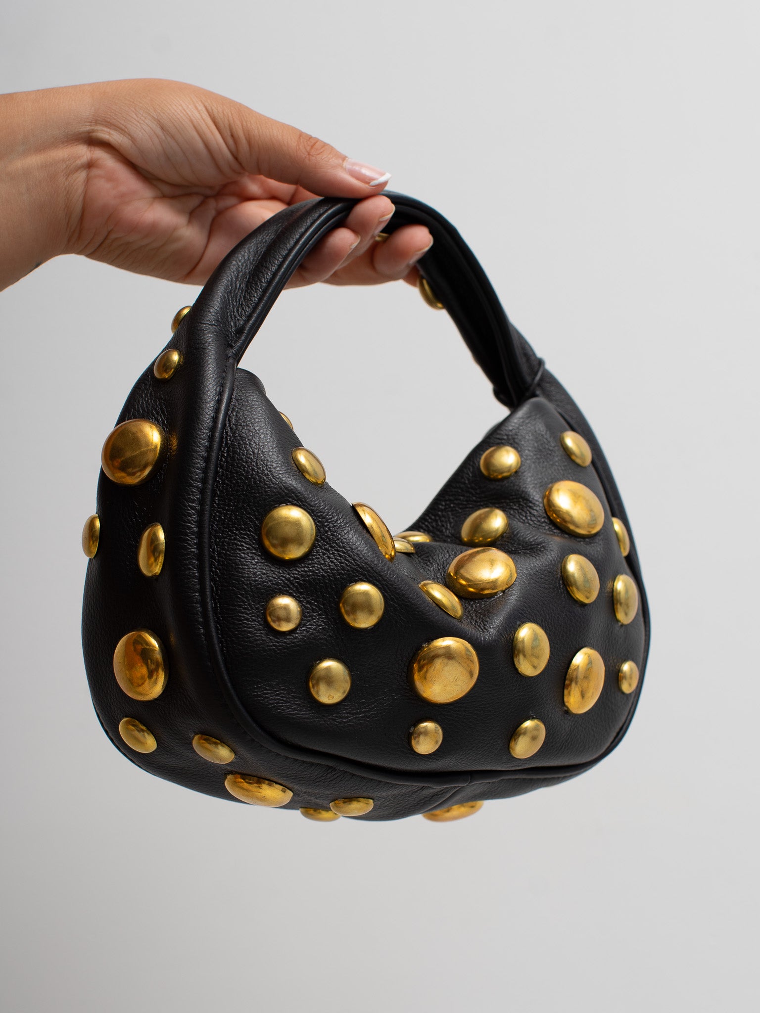 Danielle Bernard - Black Bubble Stud Croissant Bag